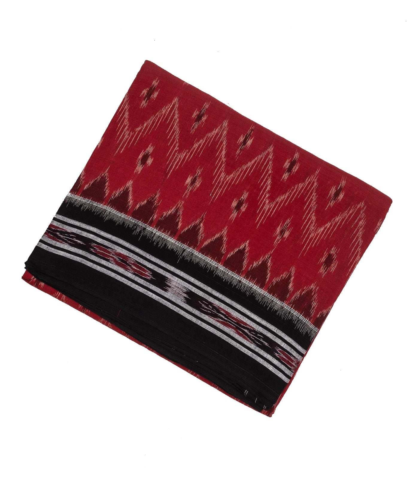 RmKV Crimson Handwoven Orissa Cotton Saree With Tie & Dye Floral Motifs