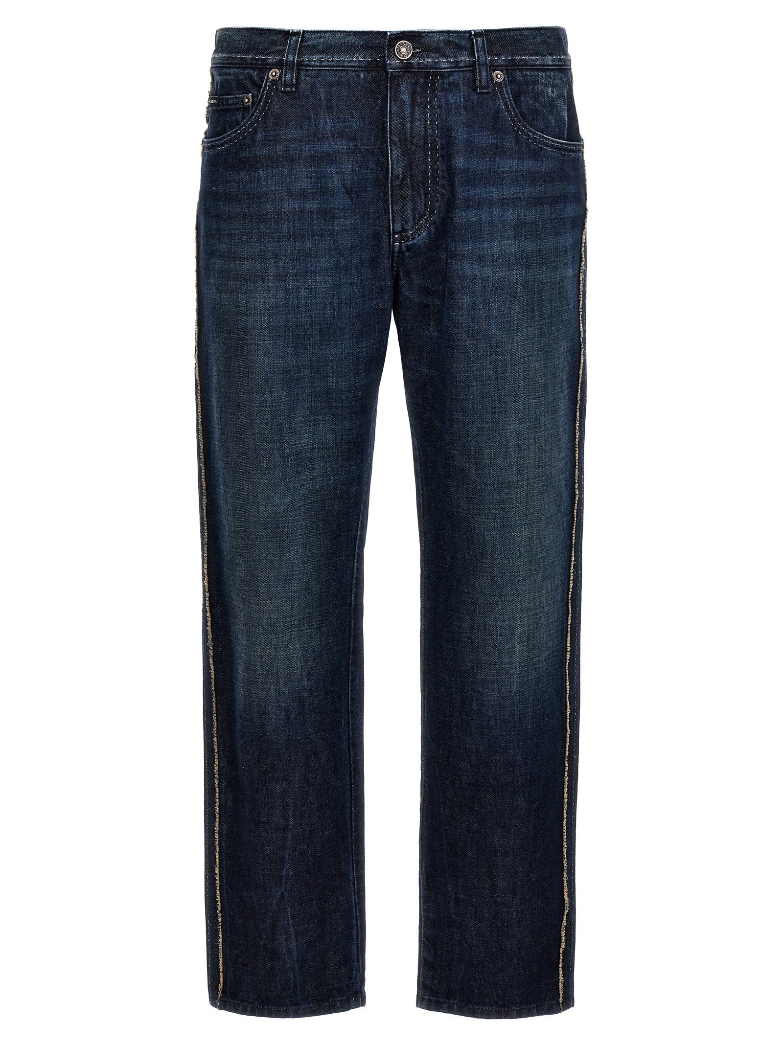 Dolce & Gabbana Fringed Stitching Jeans – 100% cotton