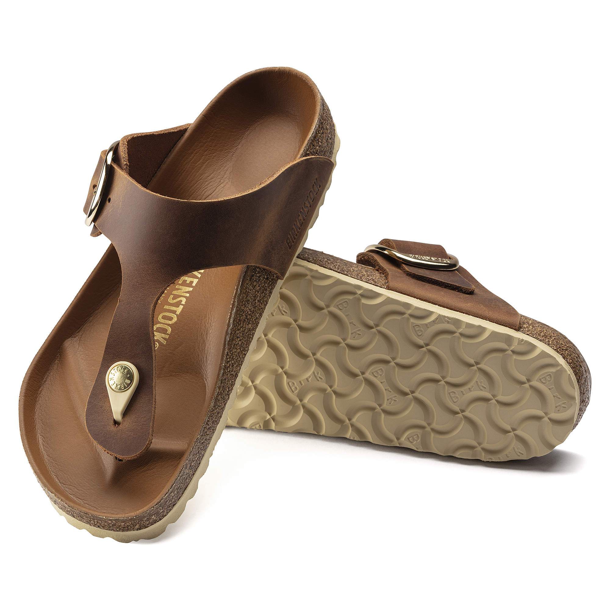 Birkenstock Gizeh Big Buckle Leather – Brown Brown/Cognac