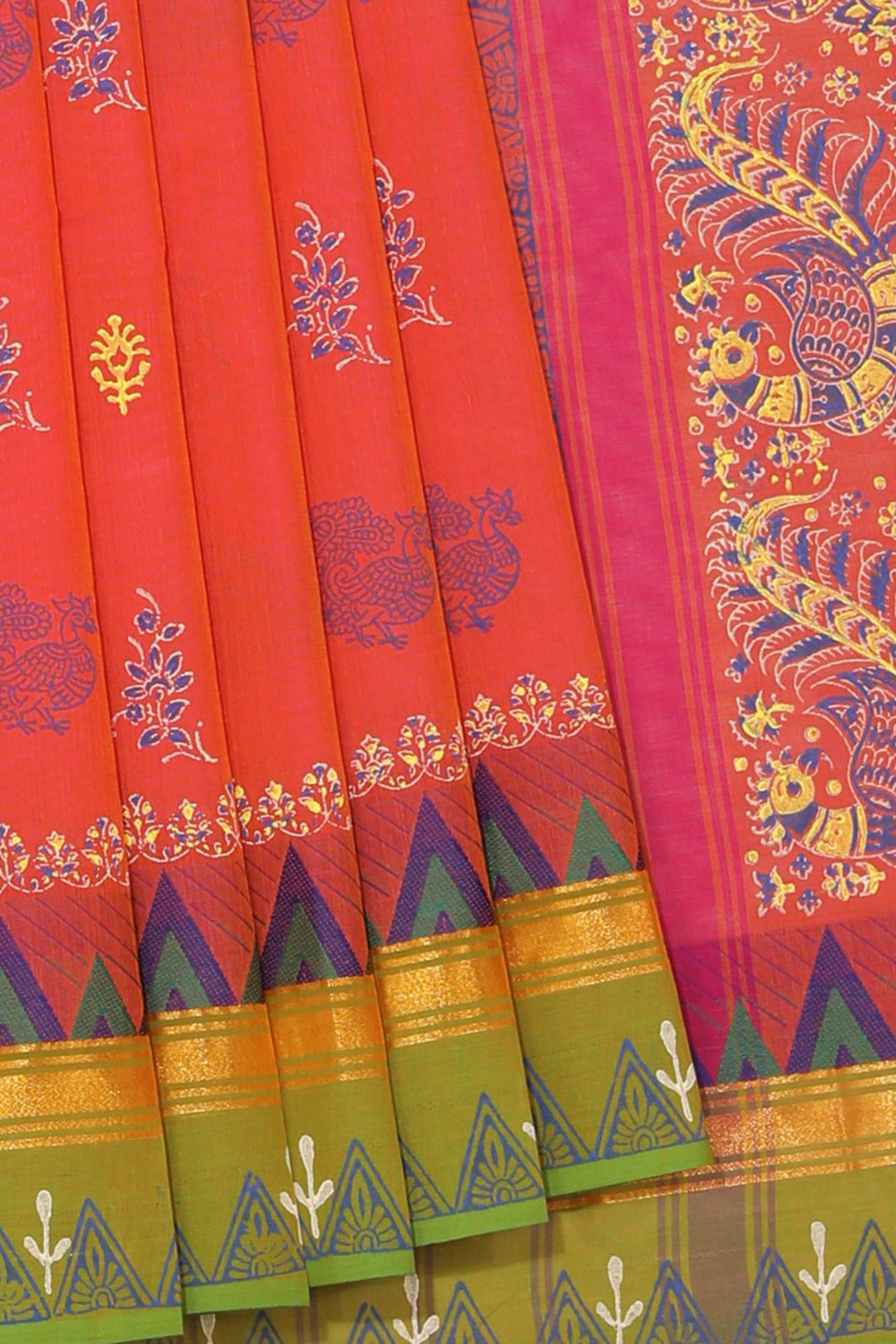 Kalanjali Ethnics Hand block printed cotton saree