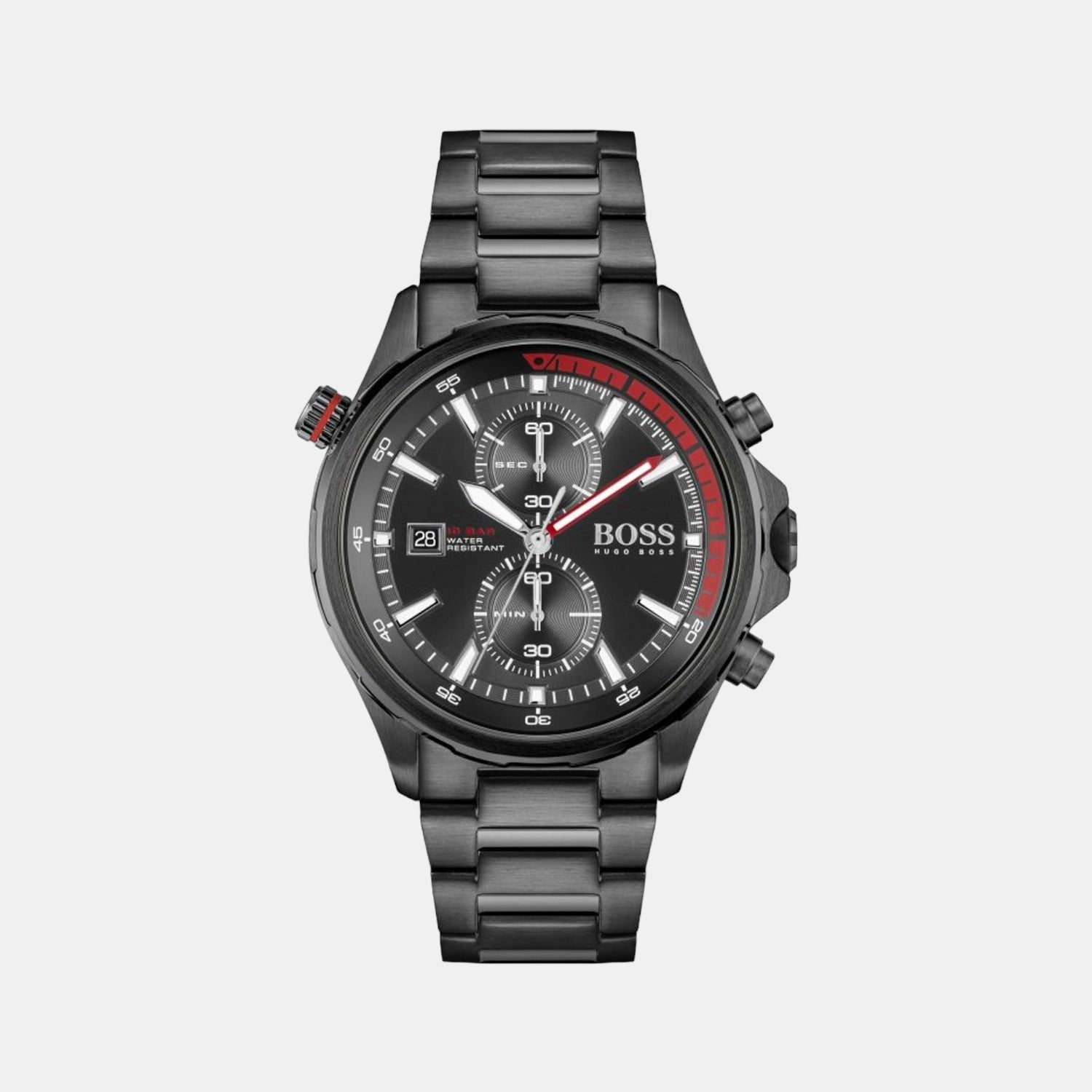 Boss Globetrotter Men Quartz Black Dial Chronograph Stainless Steel Watch 1513825