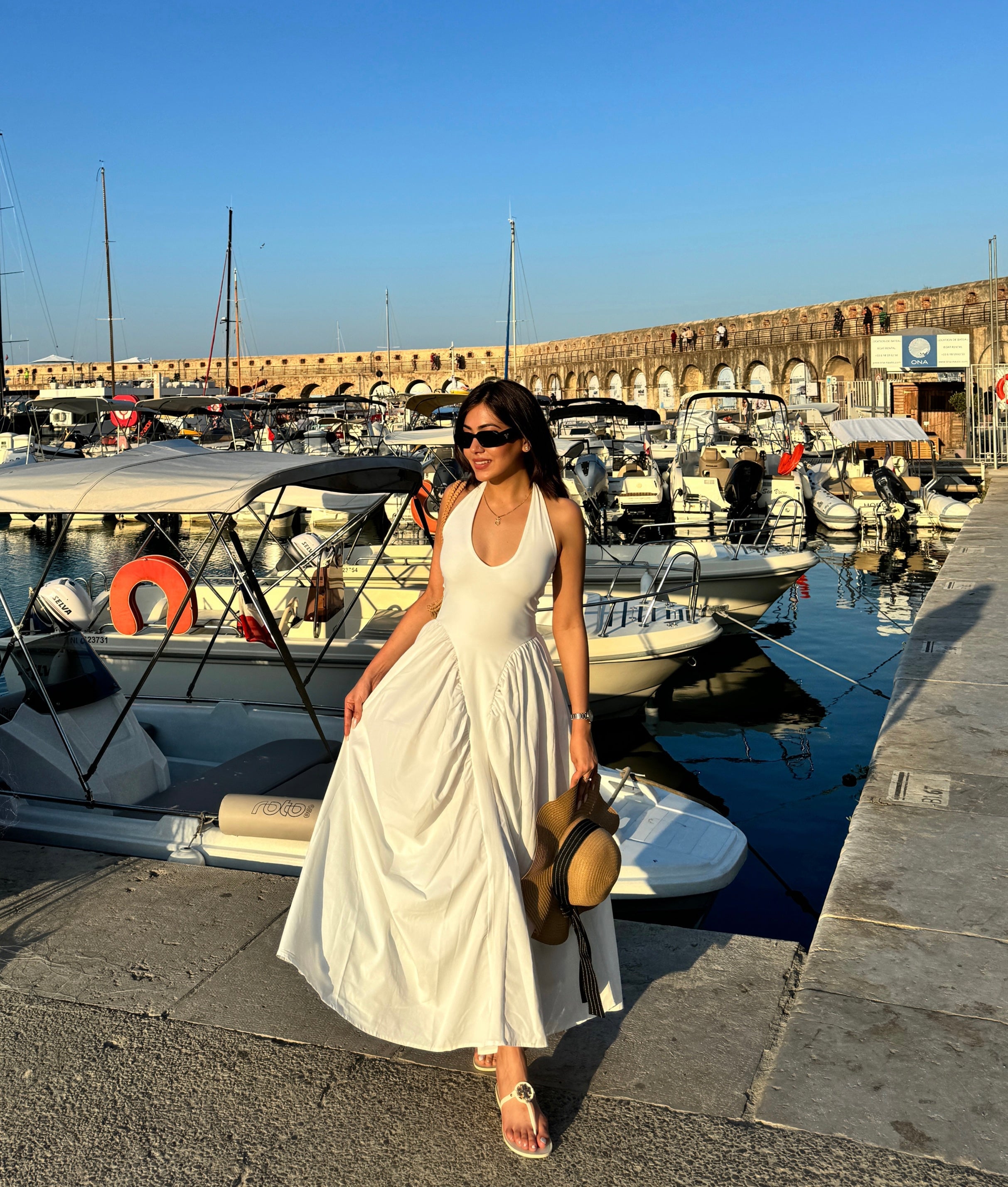 Alamode By Akanksha Maira Drop Waist Midi Dress in White