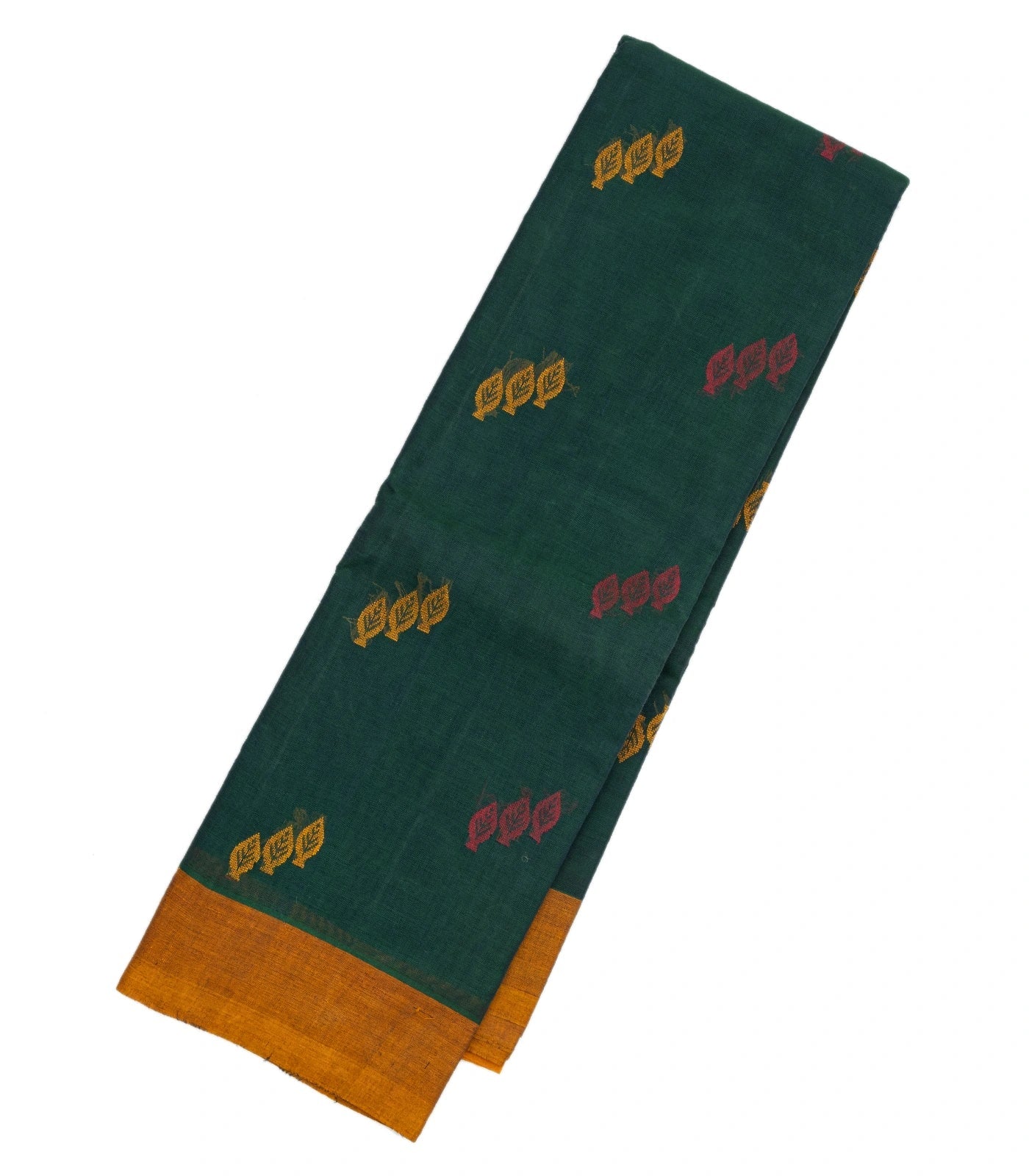 RmKV Teal Handloom Rasipuram Cotton Saree With Floral Buttas