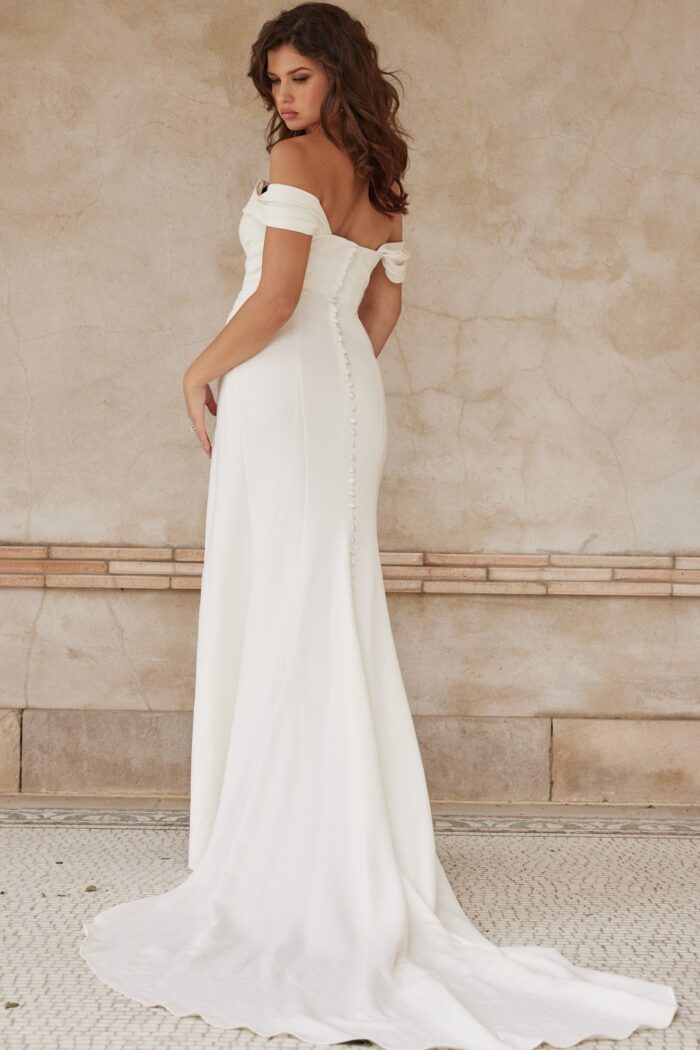 Jovani JB07454 Simple Bridal Gown Fitted Long Wedding Dress - view 2