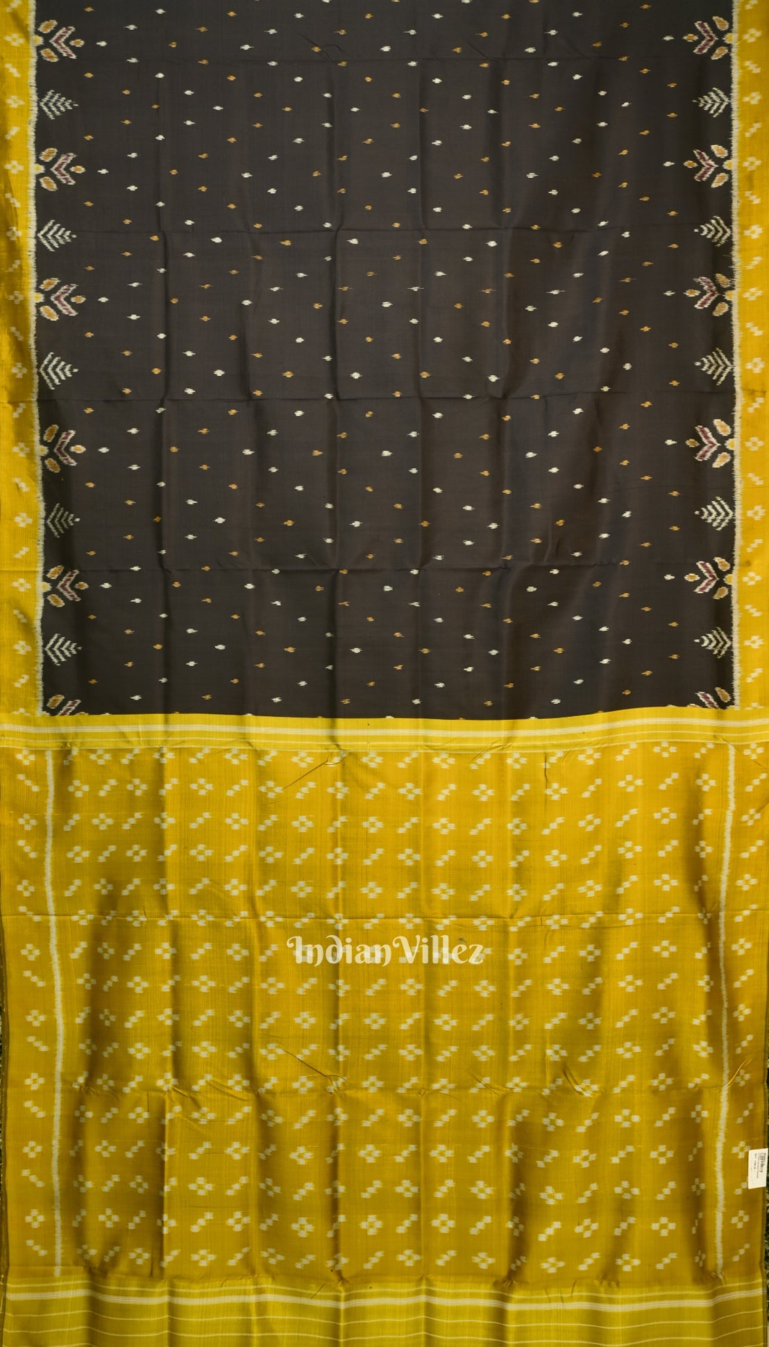 IndianVillèz Black Yellow Pasapali Border Contemporary Silk Saree - view 2