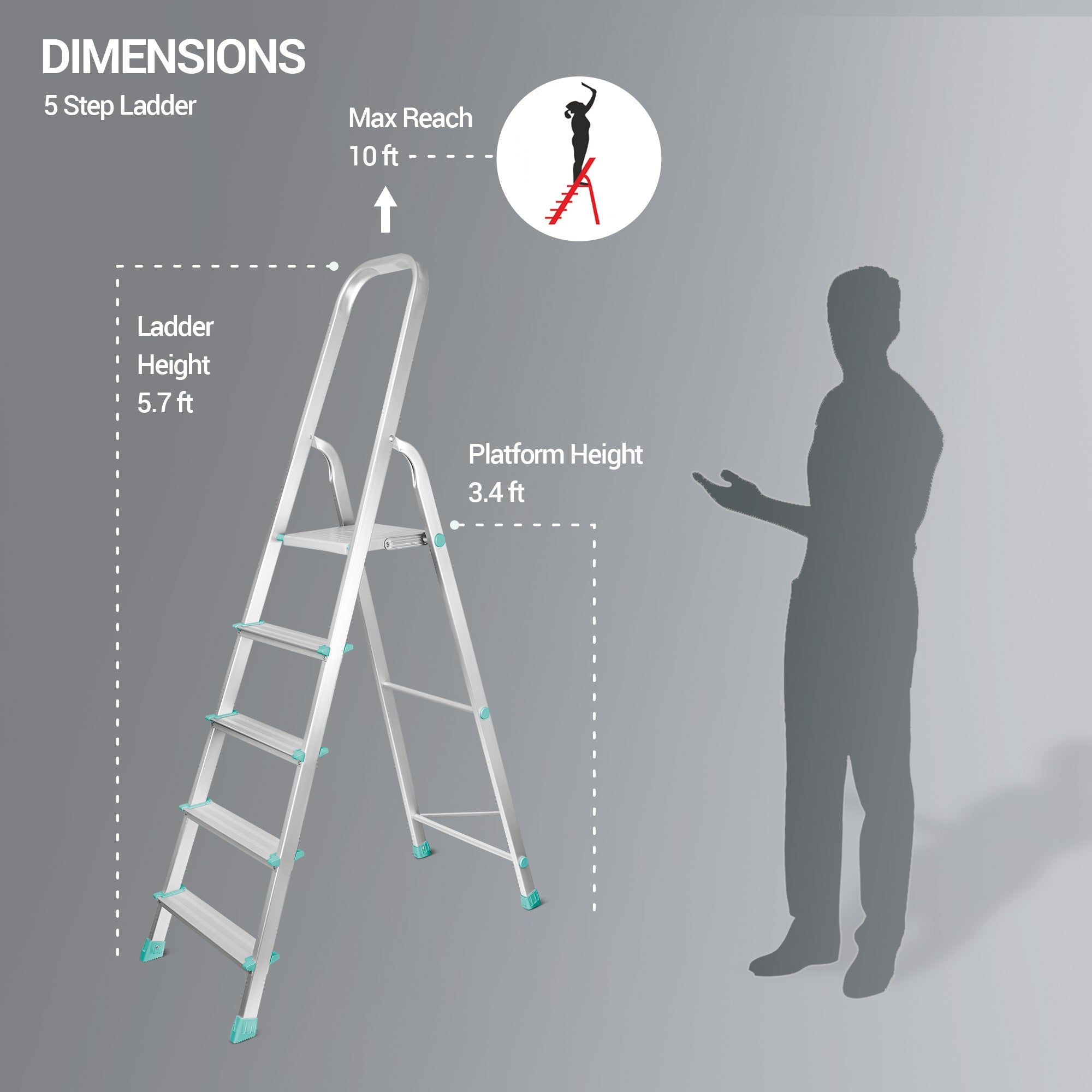Foldable Aluminum Ladder (Milton) - view 8