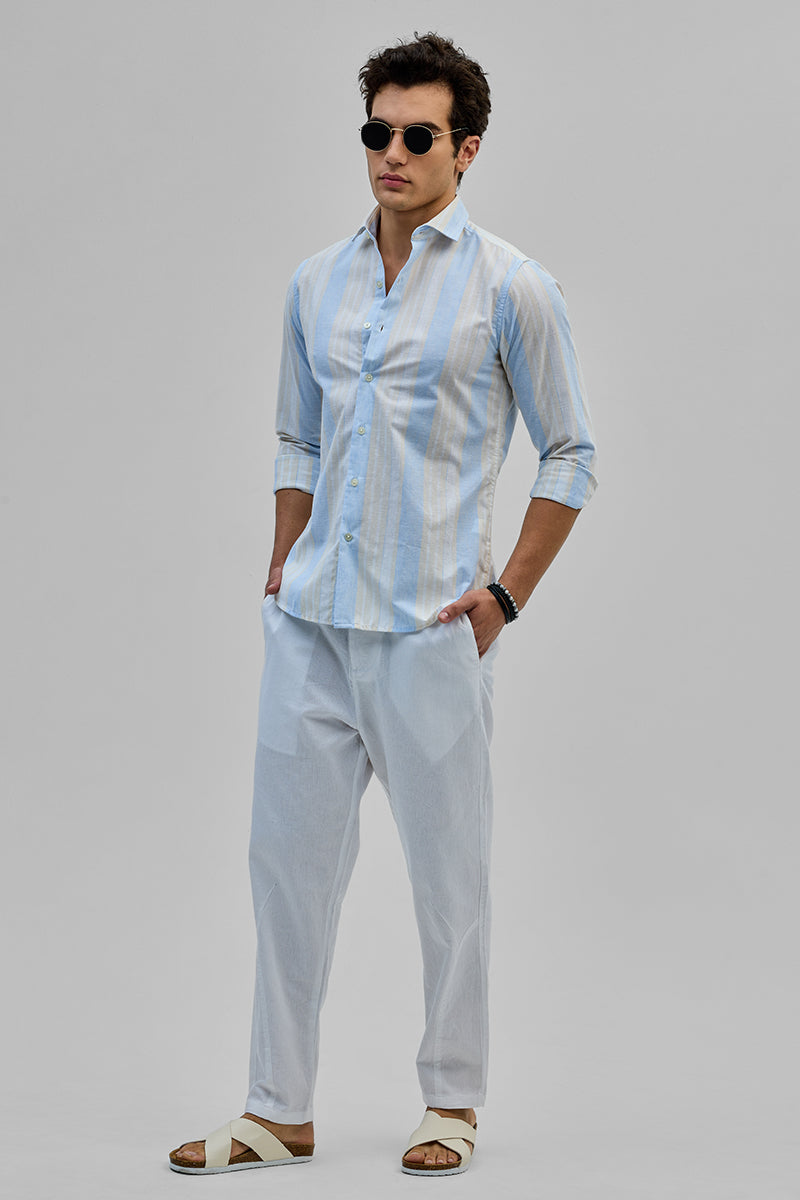 SNITCH Light Blue Stripes Slim Fit Shirt - view 3