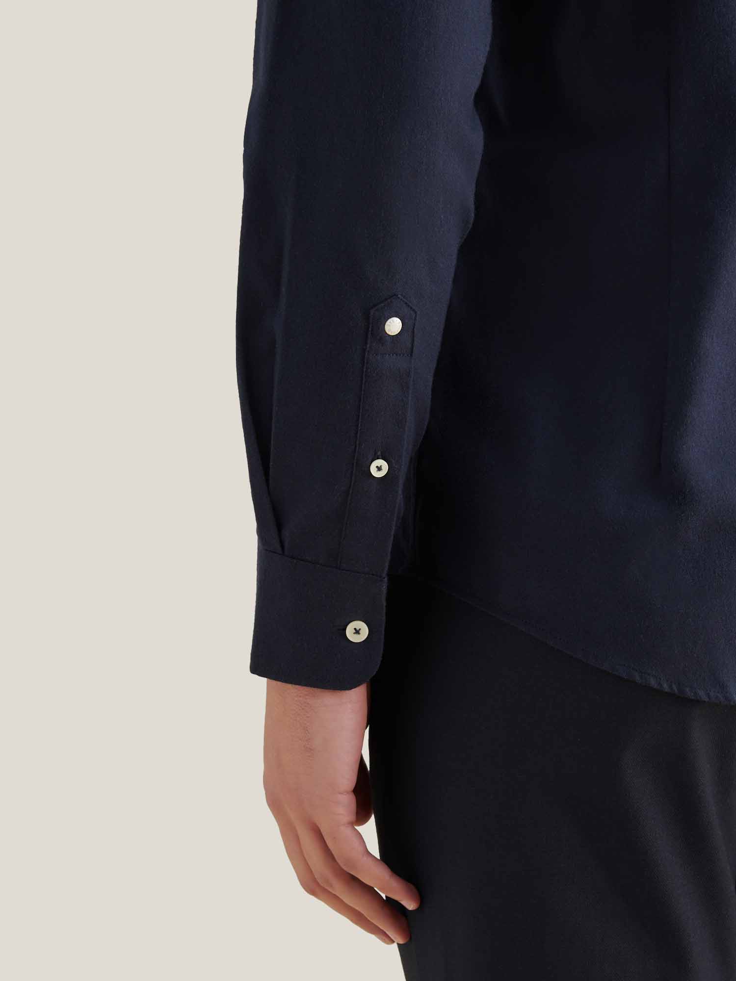 Peckham Rye Herringbone Spread Dark Sapphire Navy Flannel Shirt - view 5
