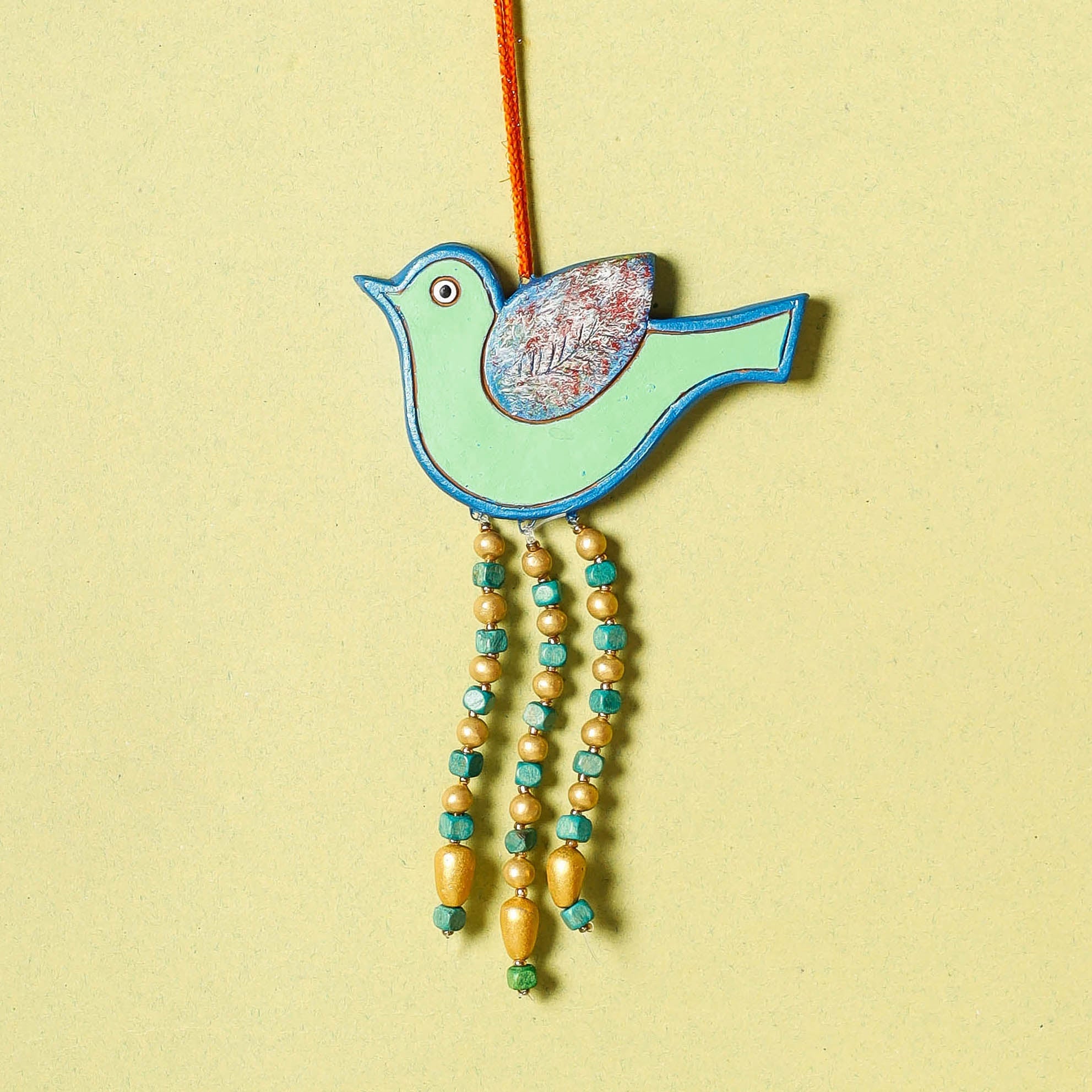 KHUSHBASH - HAPPY LOOM OF EAST Bird - Bishnupur Handpainted Terracotta Wall Hanging - view 2