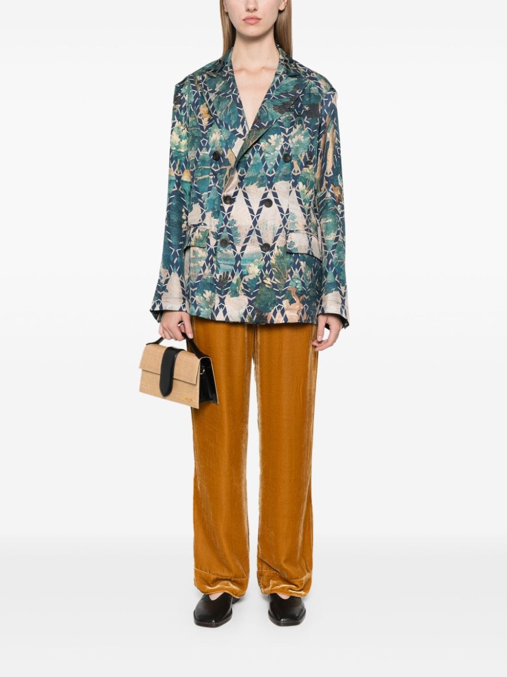 Pierre Louis Mascia English rear vents straight hem Printed silk jacket - view 2