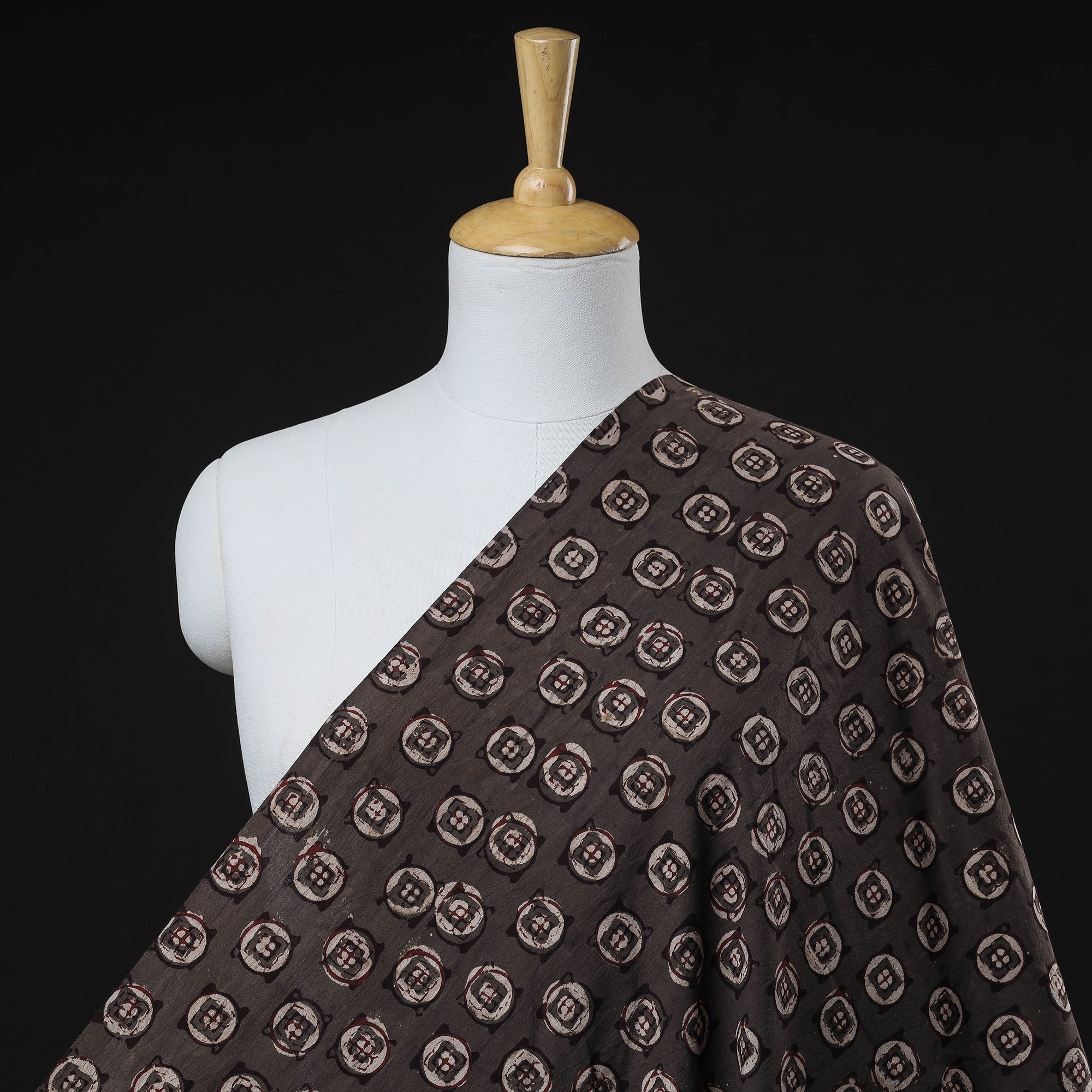 HAVELI CHRONICLES Brown - Pipad Block Printed Cotton Fabric