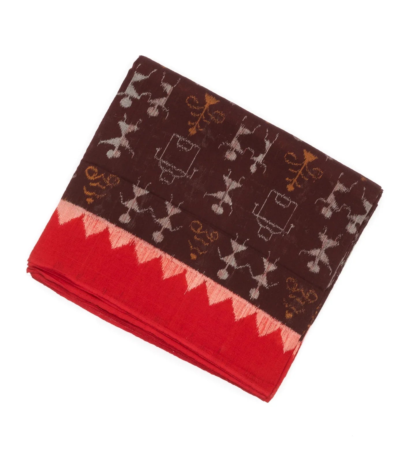 RmKV Brown Orissa Cotton Saree With Tie & Dye Motifs