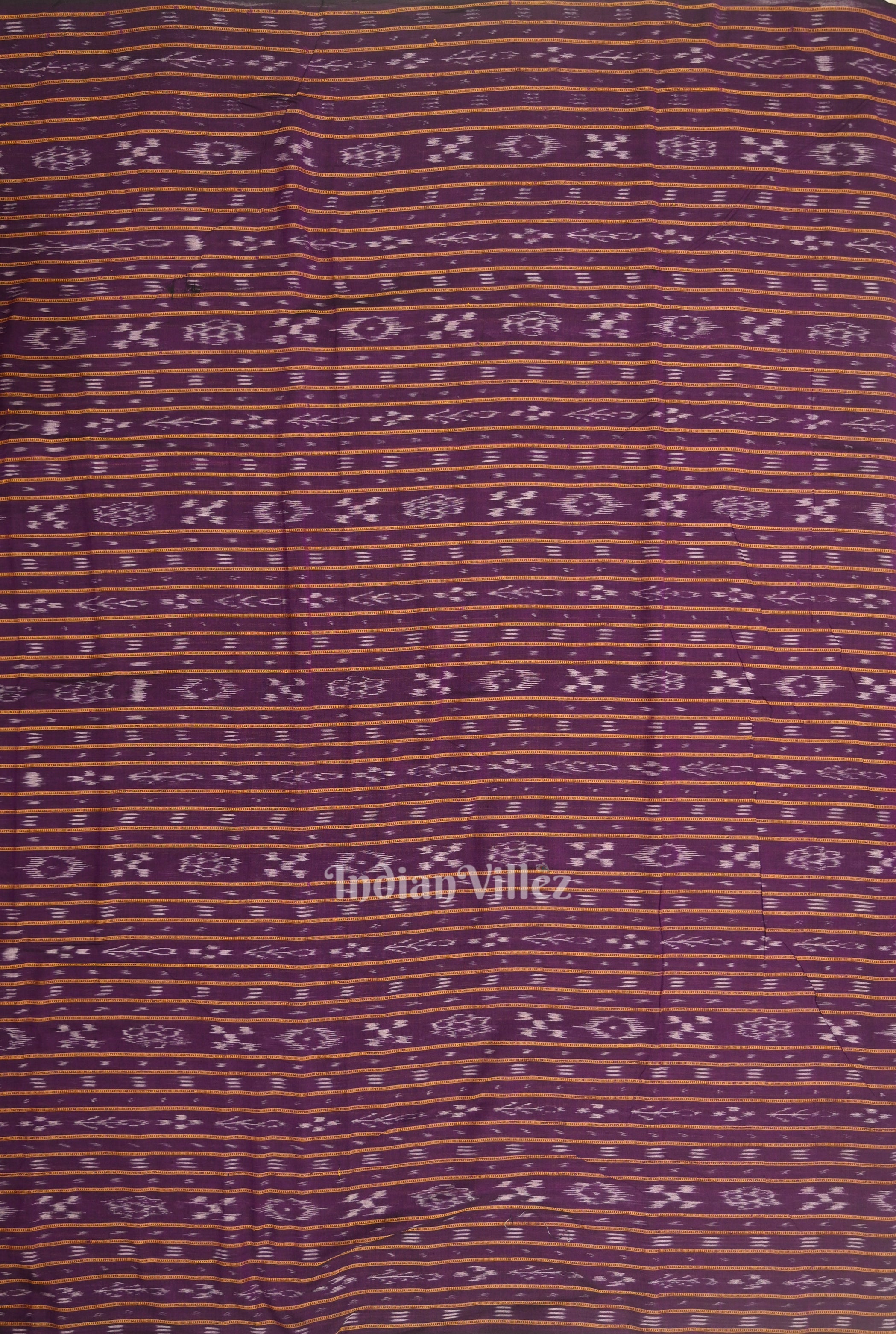 IndianVillèz Purple Sambalpuri Odisha Ikat Cotton Fabric - view 3