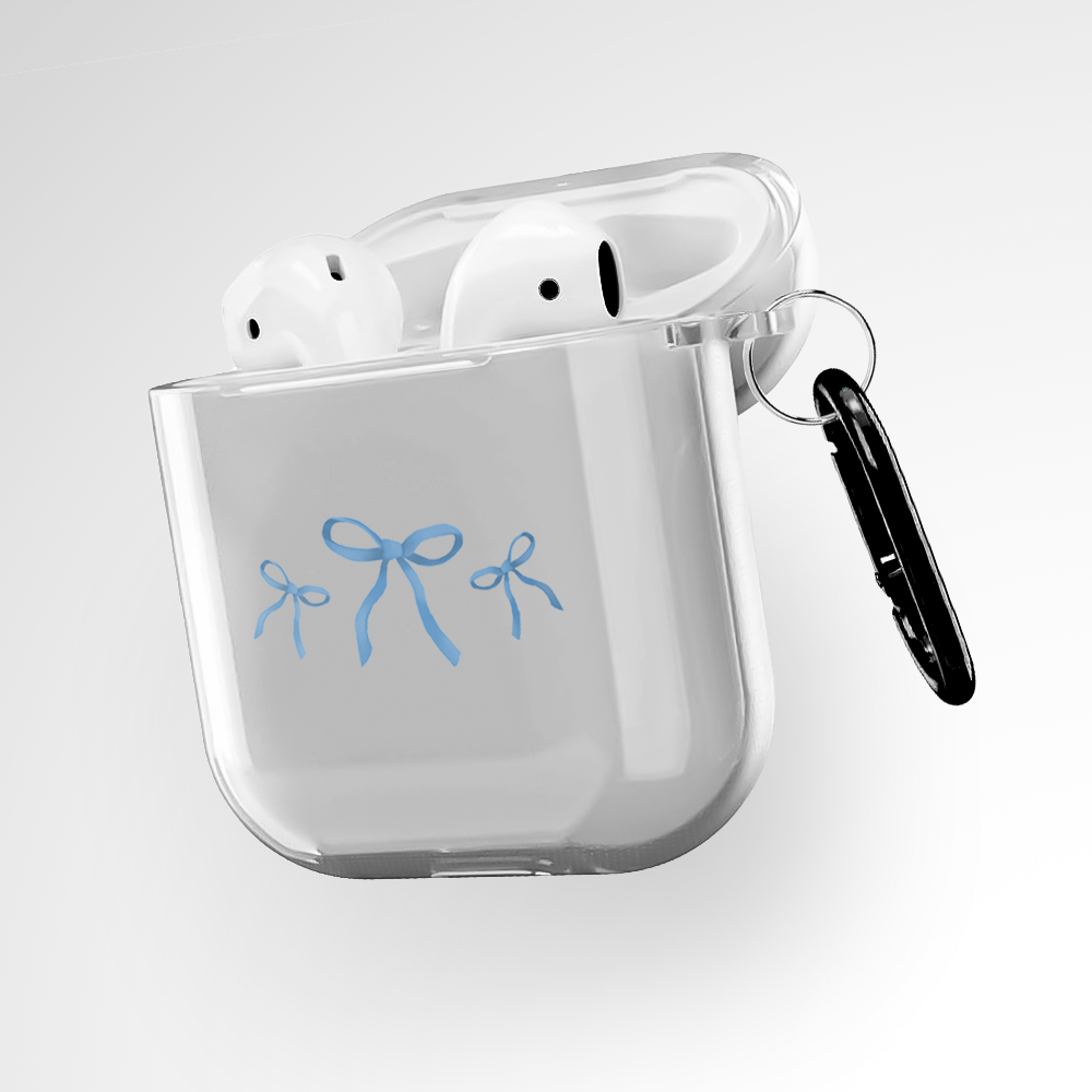 Cover It Up Aesthetic Blue Bows Clear Airpods 2nd Gen Case Covers - view 3