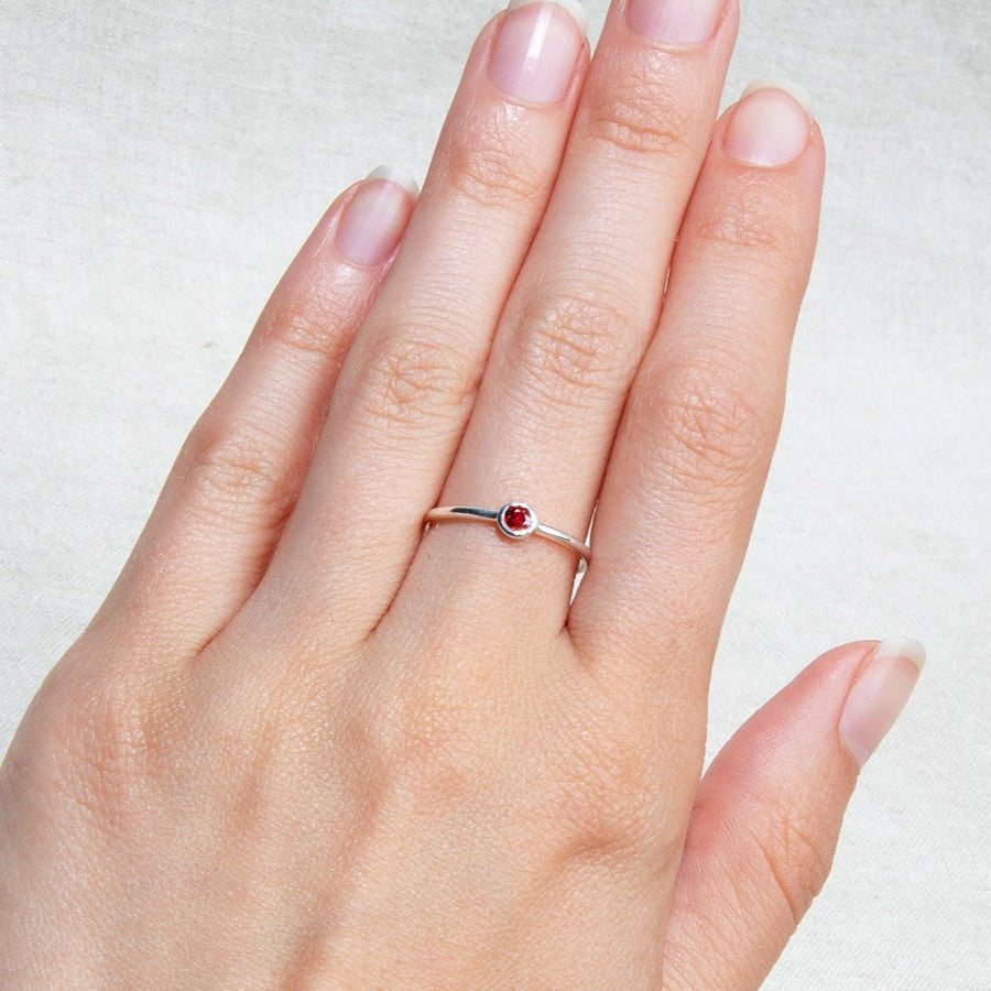 Tiny Rituals Garnet Silver or Gold Ring - view 2