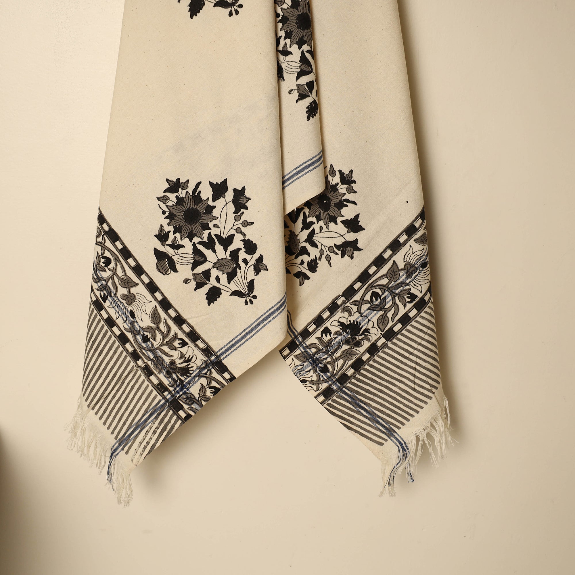 ARTISAN HAND BLOCK PRINTS Beige - Block Printed Handloom Cotton Sanganeri Towel 18 - view 2