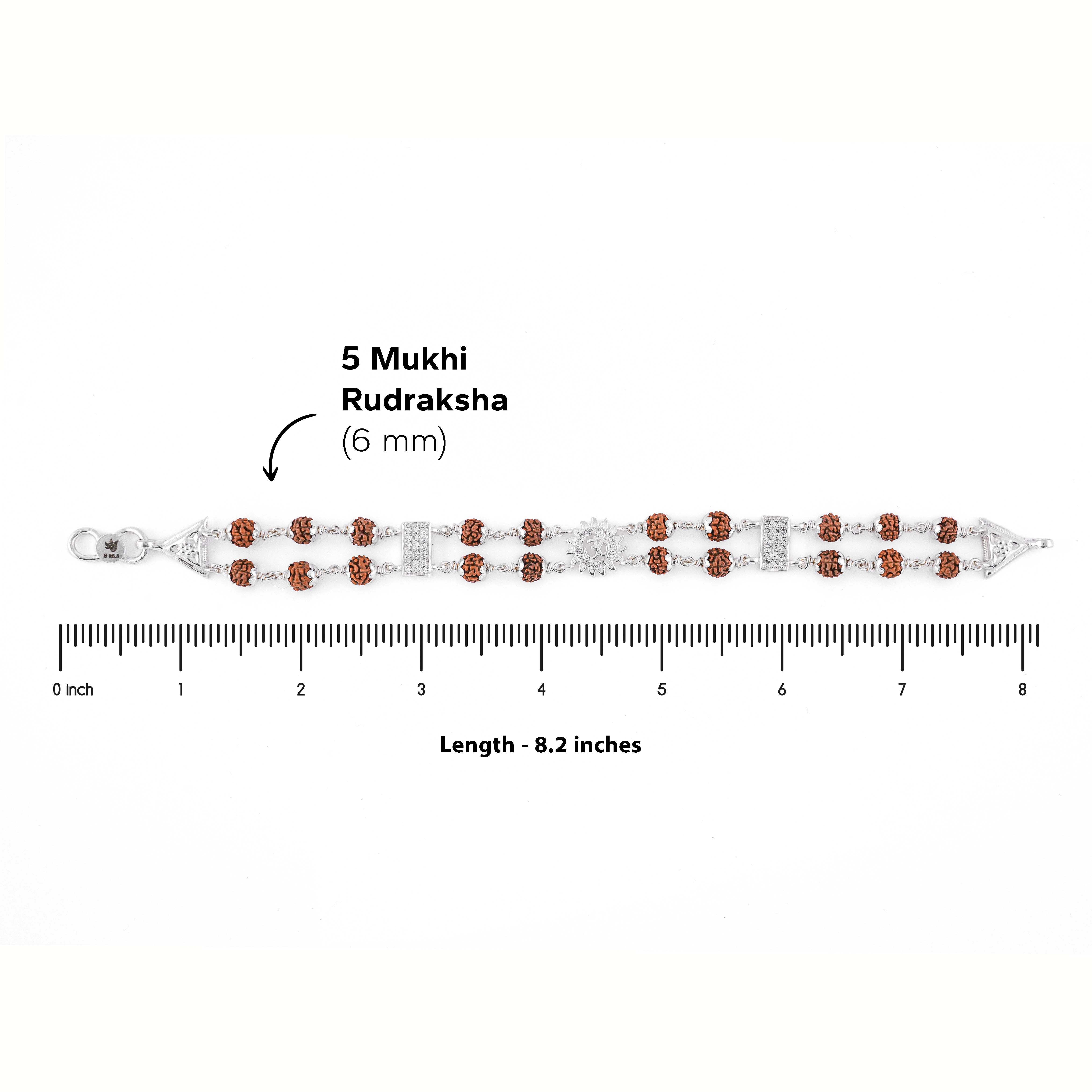Prinjal Jewellers Silver Rakhi with Rudraksha, Om Flower Brooch, Double Line Bracelet - view 7