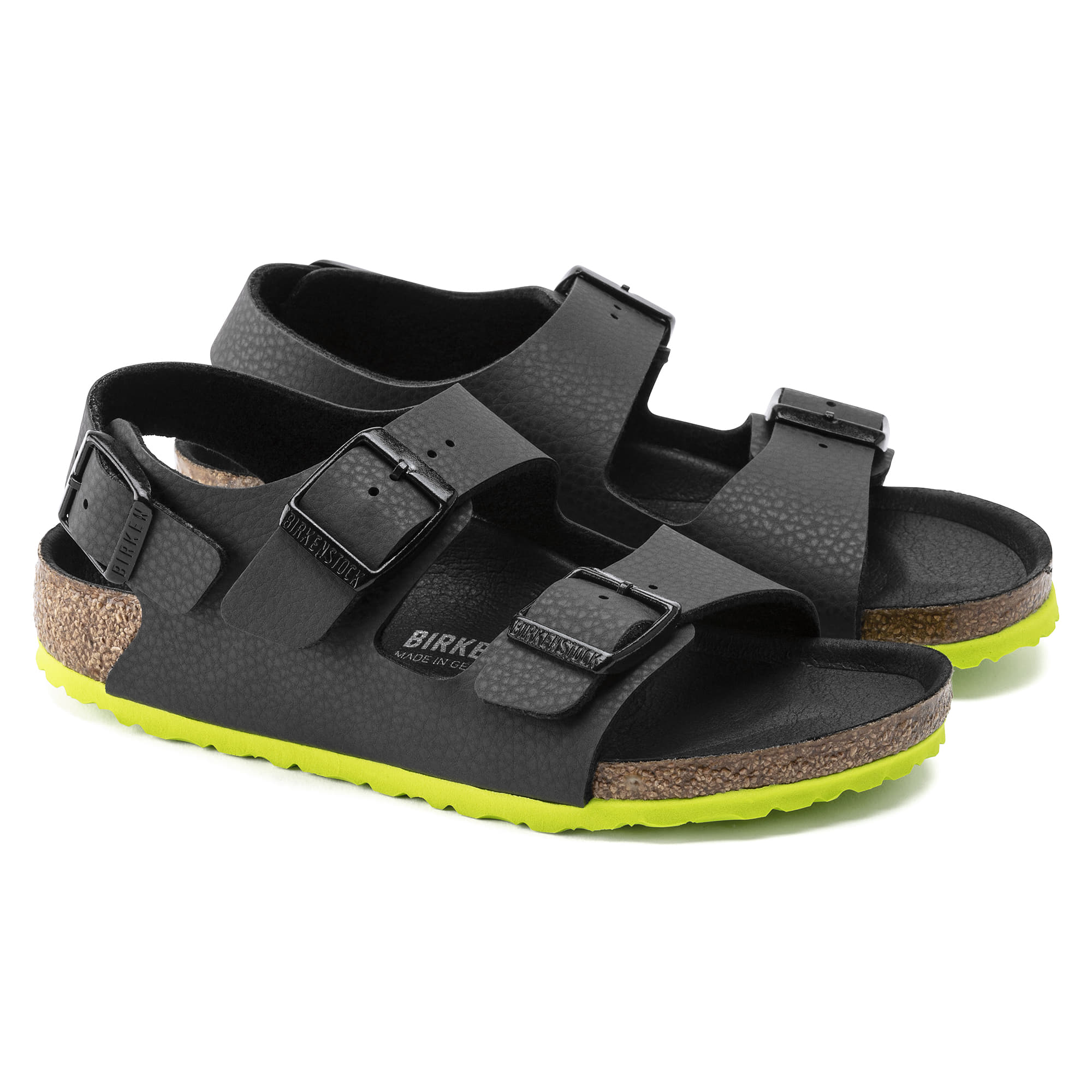 Birkenstock Milano Kids Birko-Flor – Black Black/Desert Soil Black Lime - view 4