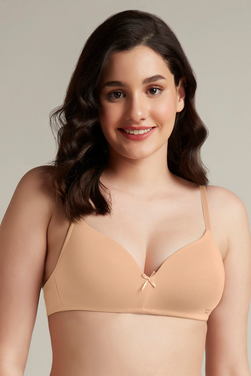 Amante Smooth Style Padded Non-Wired Cotton Bra - Sandalwood