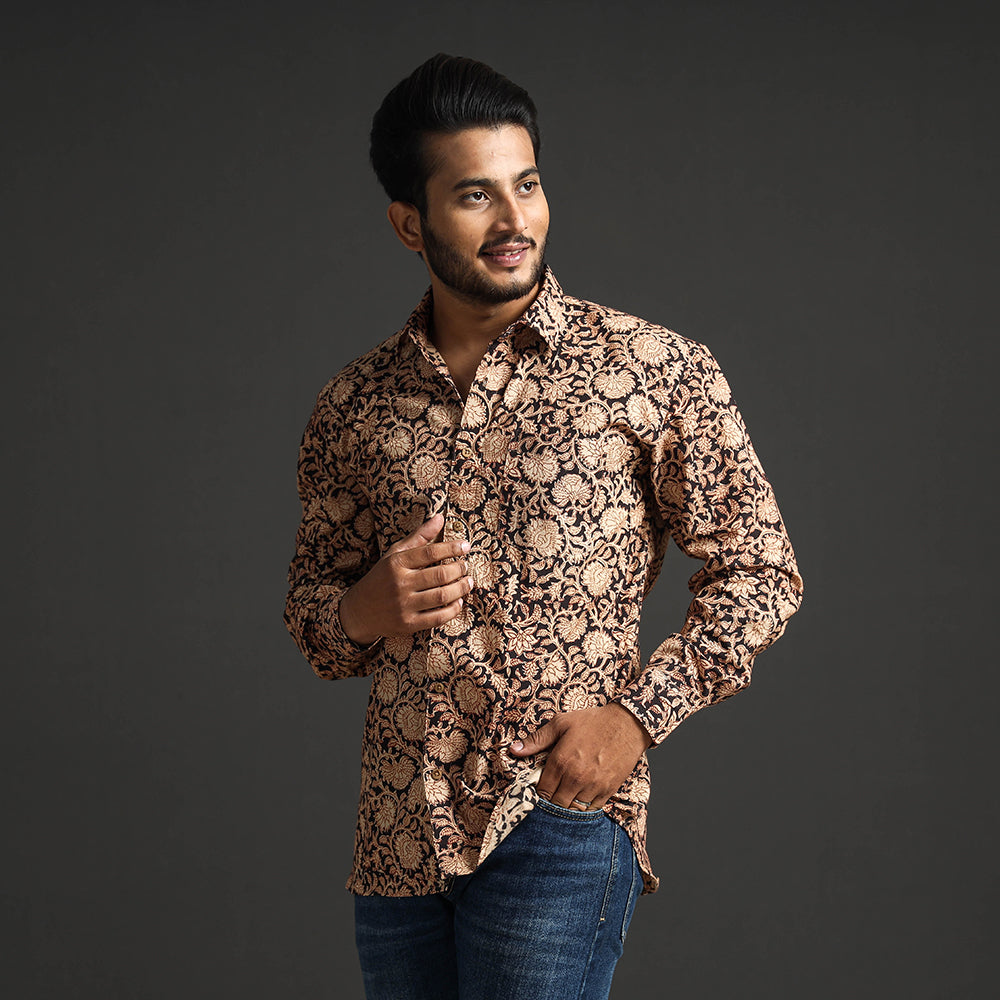 ITOKRI CASUALS Black - Premium Pedana Kalamkari Block Printed Cotton Men Full Sleeve Shirt - view 4