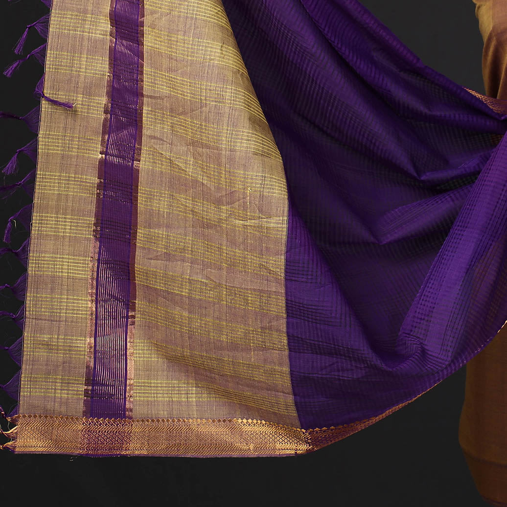 SOUTH KARGHA Brown - 3pc Handloom Cotton Mangalagiri Dress Material 13 - view 4