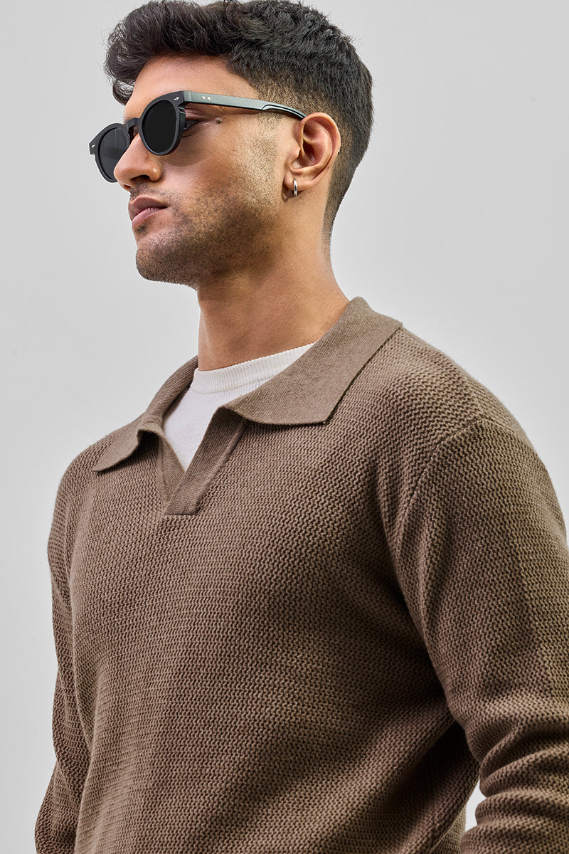 SNITCH Brown Knitted Polo Sweater - view 4