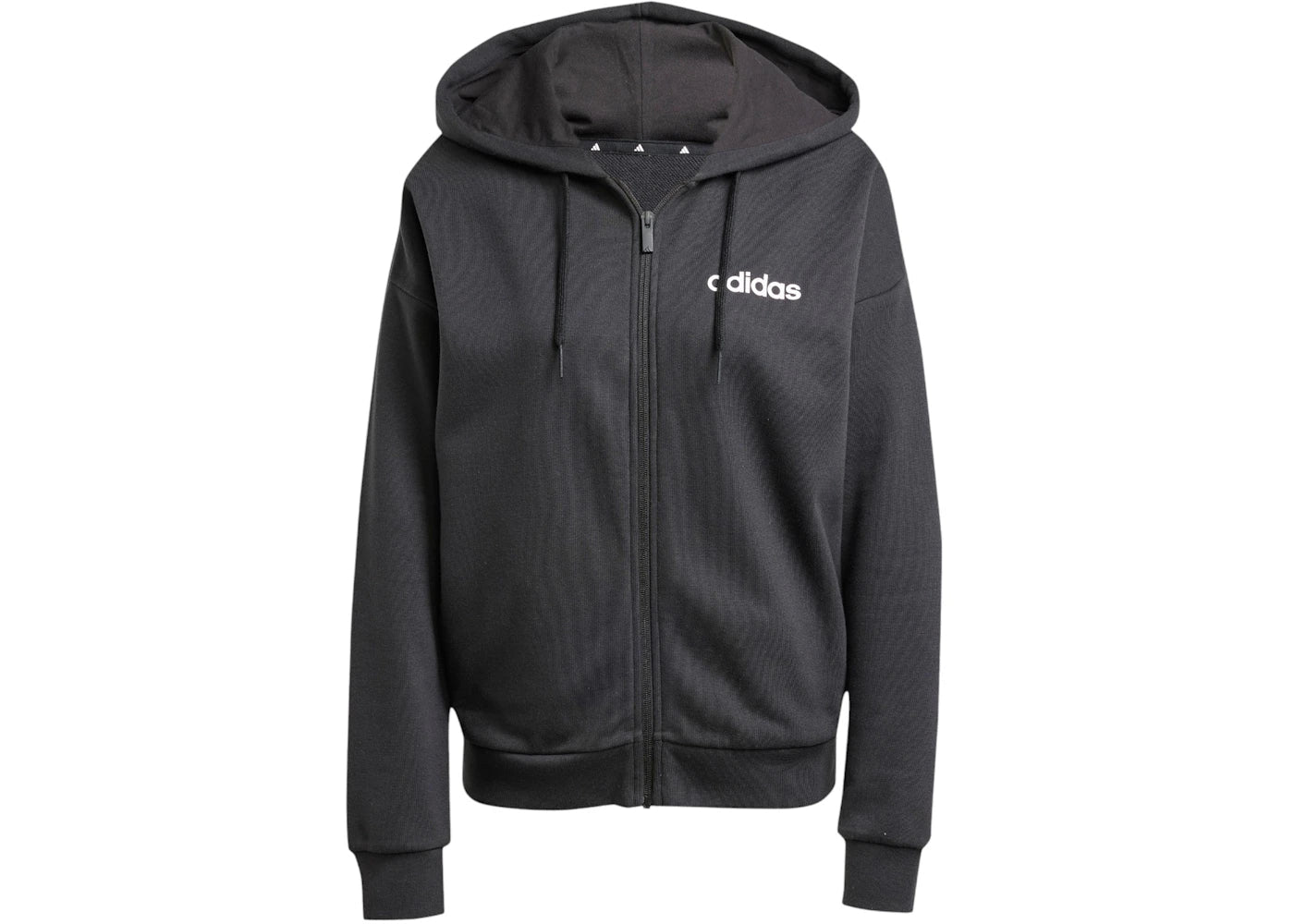 adidas Essentials Linear Full-Zip French Terry Hoodie Black/White