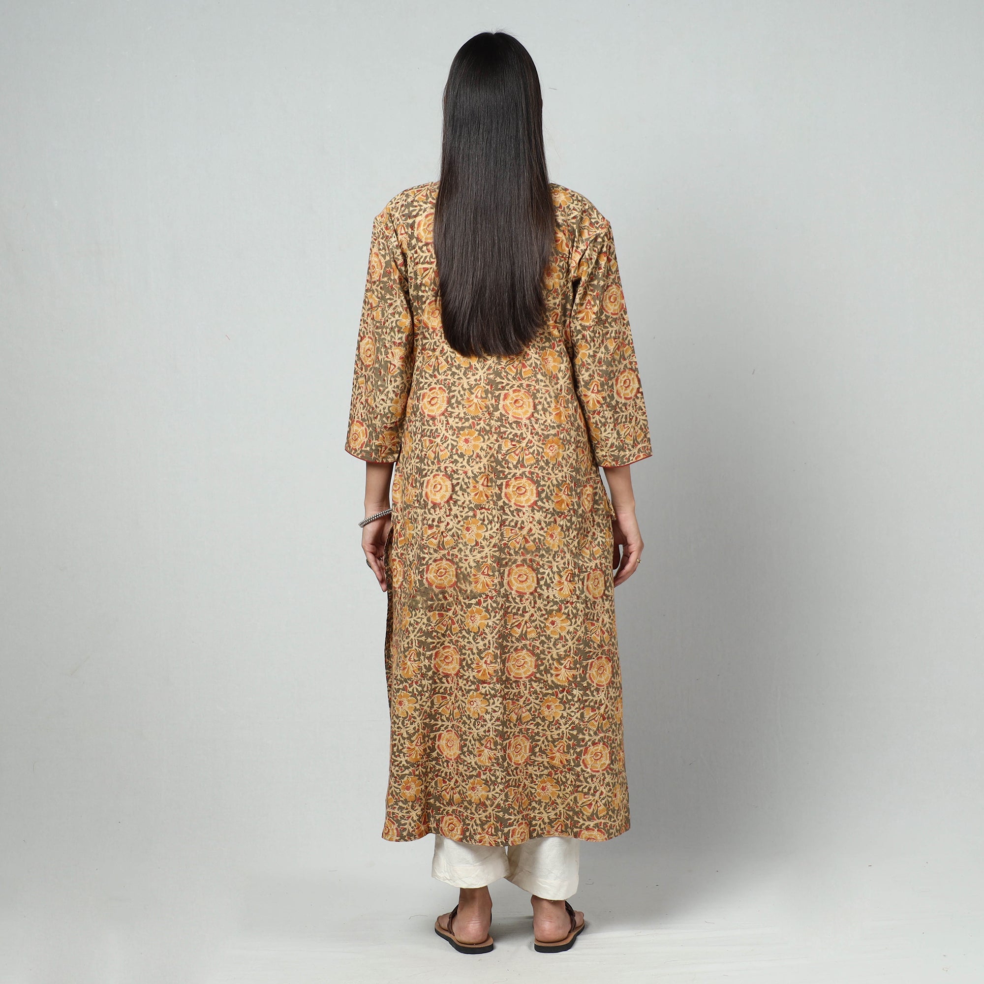 ITOKRI CASUALS Brown - Kalamkari Block Printed Cotton Long Kurta - view 6