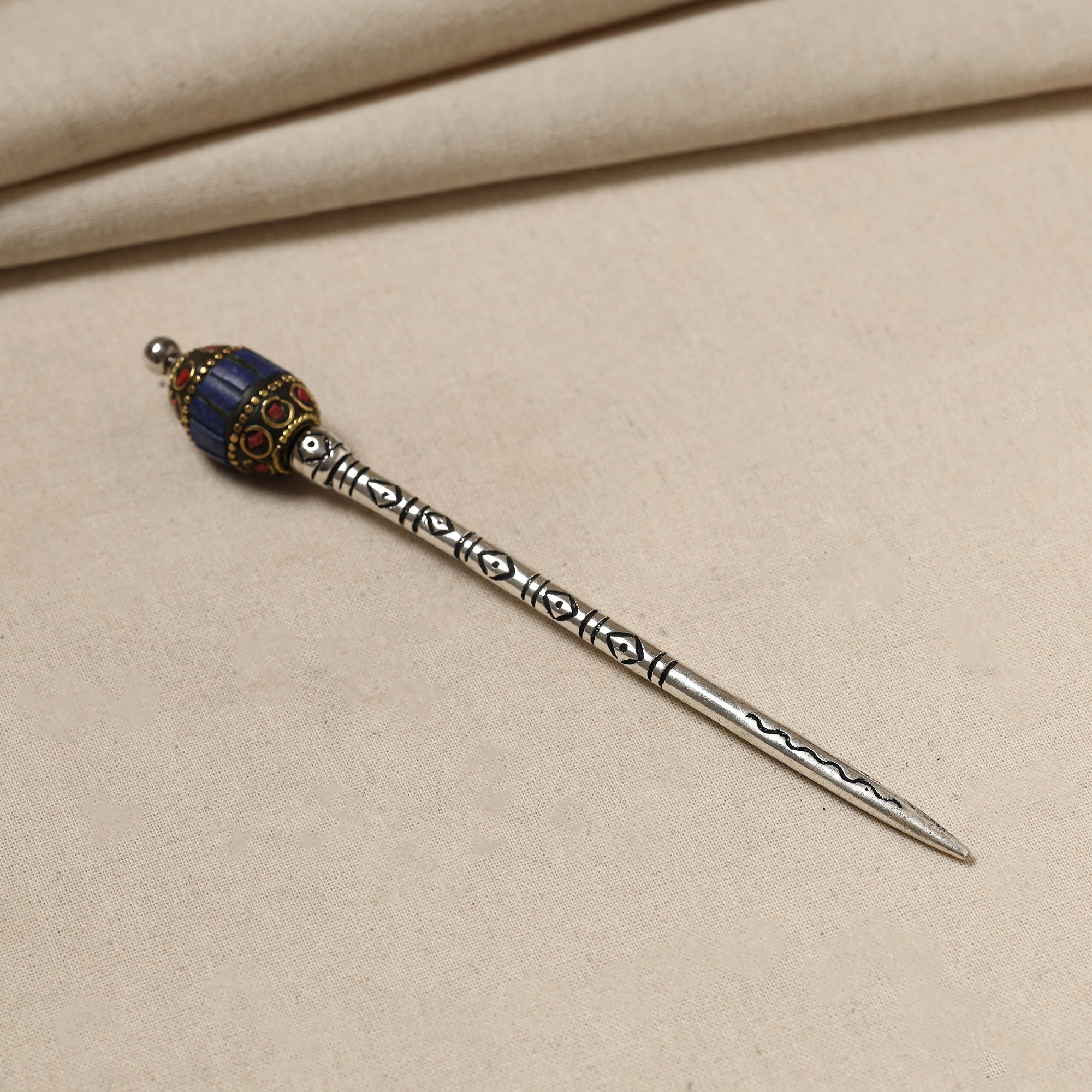 WHITE RIVER STORIES Antique Finish Oxidised German Silver Juda Stick