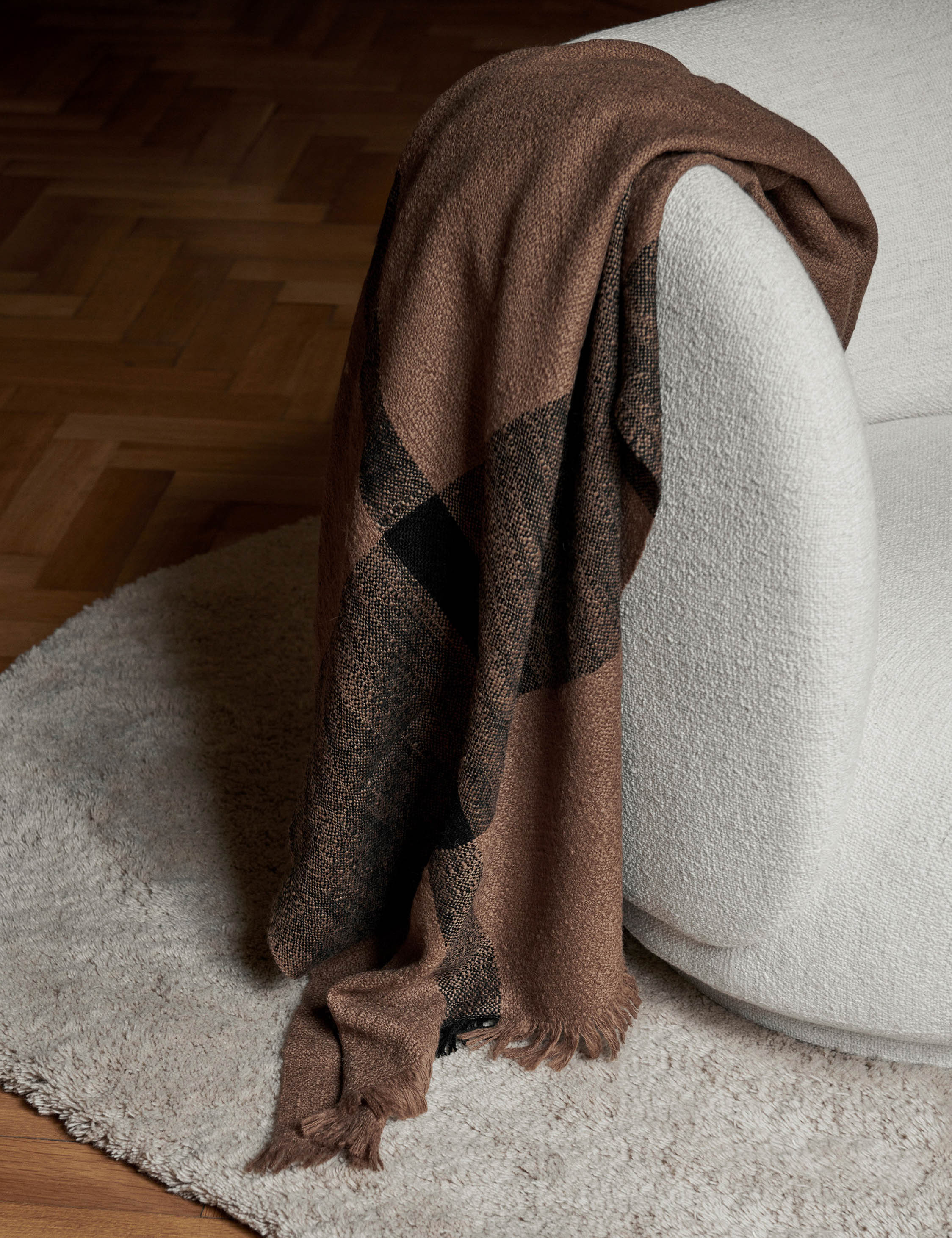 Lulu and Georgia Dry Throw by Ferm Living – Tan and Black - view 2