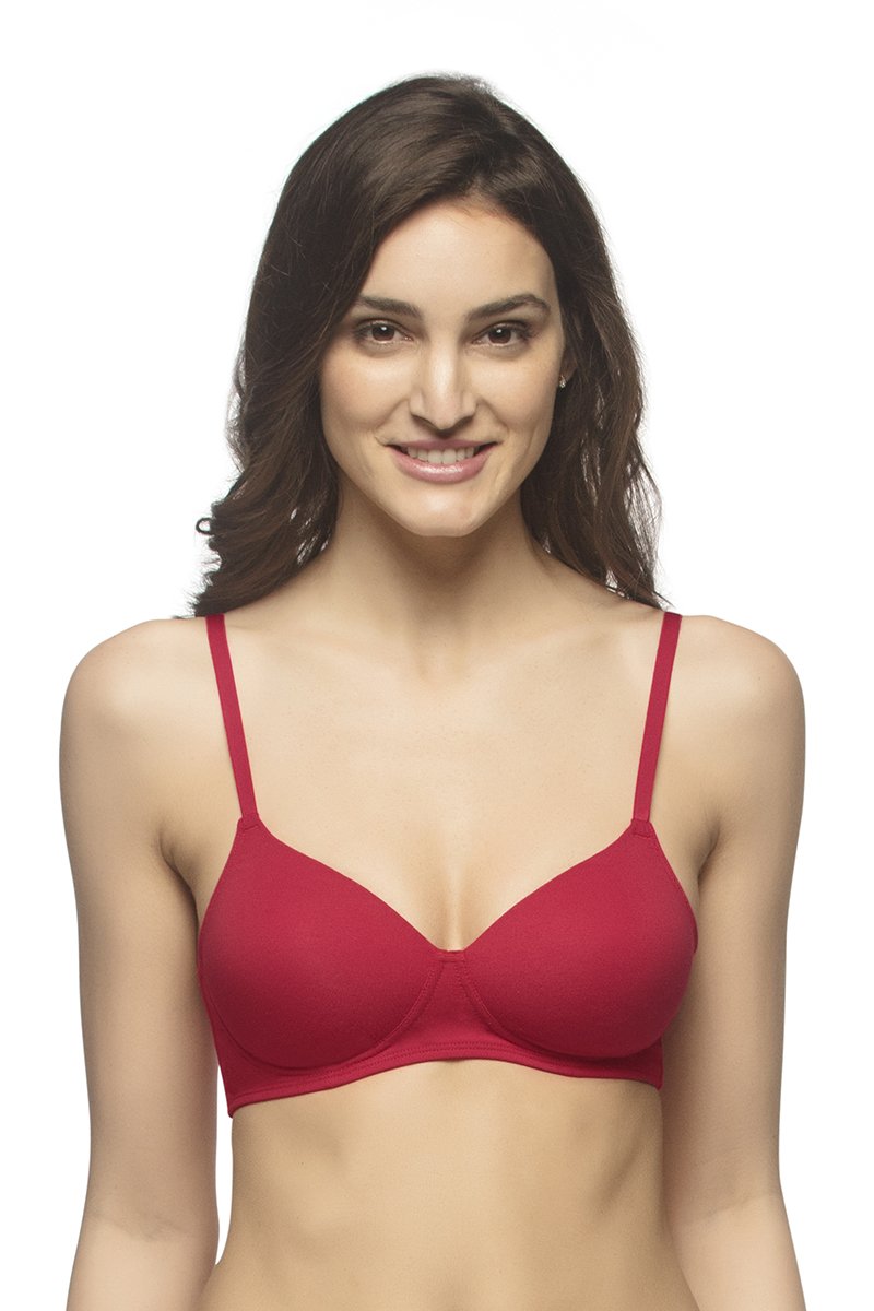 Amante Carefree Casuals Padded Non-Wired T-Shirt Bra - Crimson