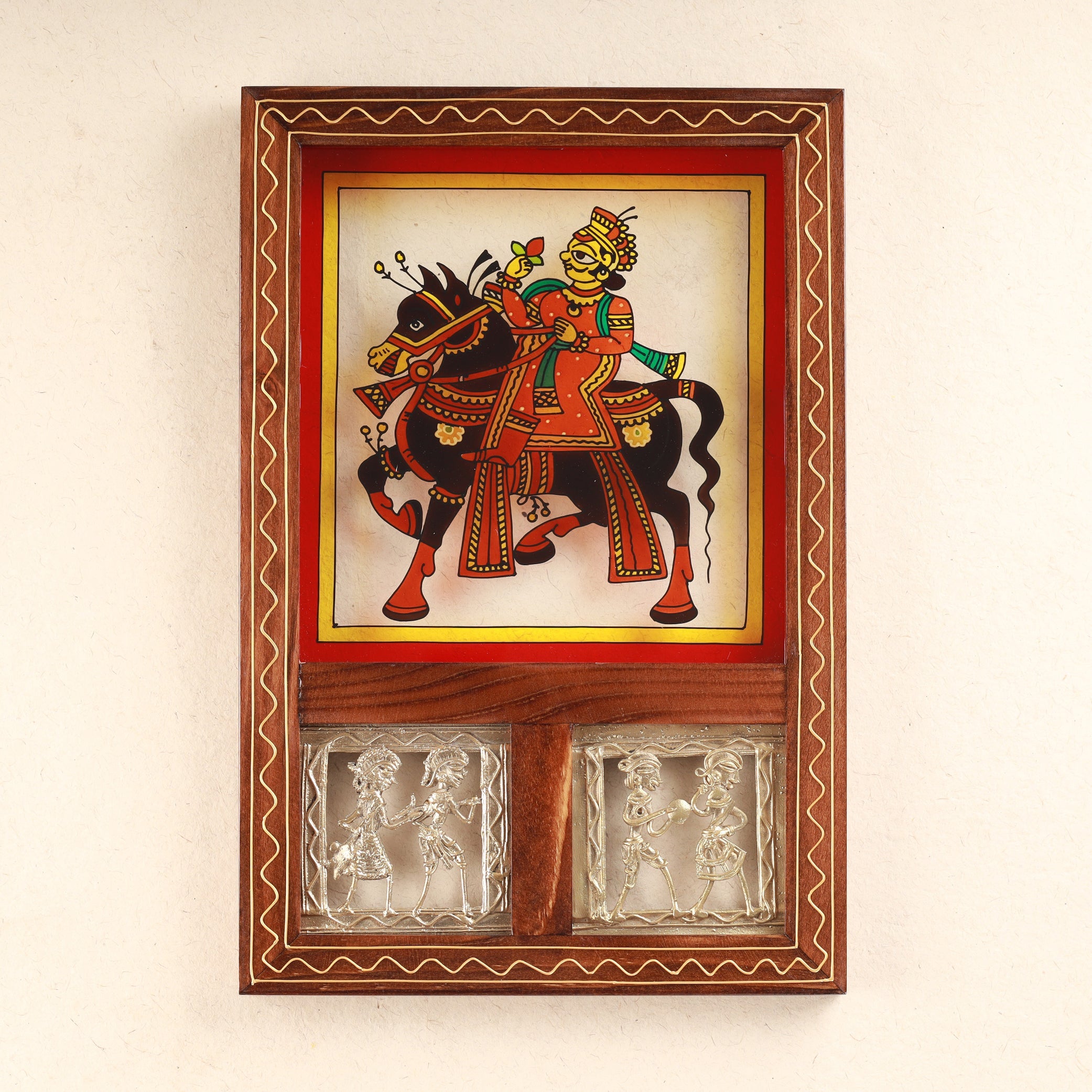 INDIHANDS Ashwa -The Phad Horse Wall Art Frame