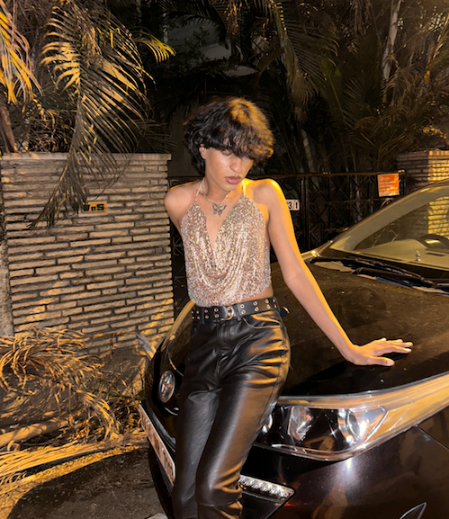 Glam Stardust Rhinestone Gold Top