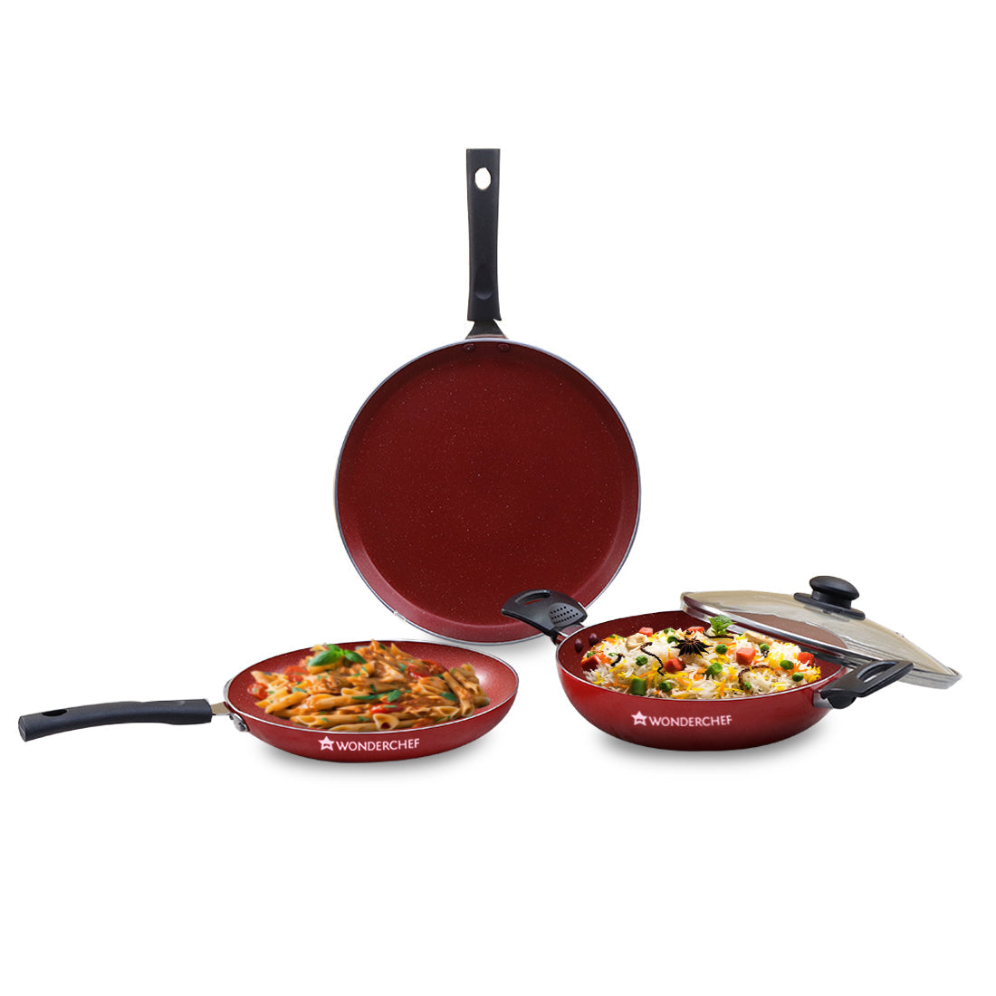 Wonderchef Valencia Non-stick Cookware Set - Red