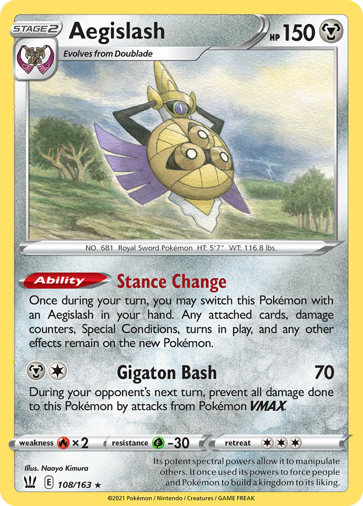 Rare swsh5-108 non-holo – Pokémon Aegislash - 108/163 - Rare [swsh5-108] [Non-Holo] - Aegislash - 108/163 - Rare