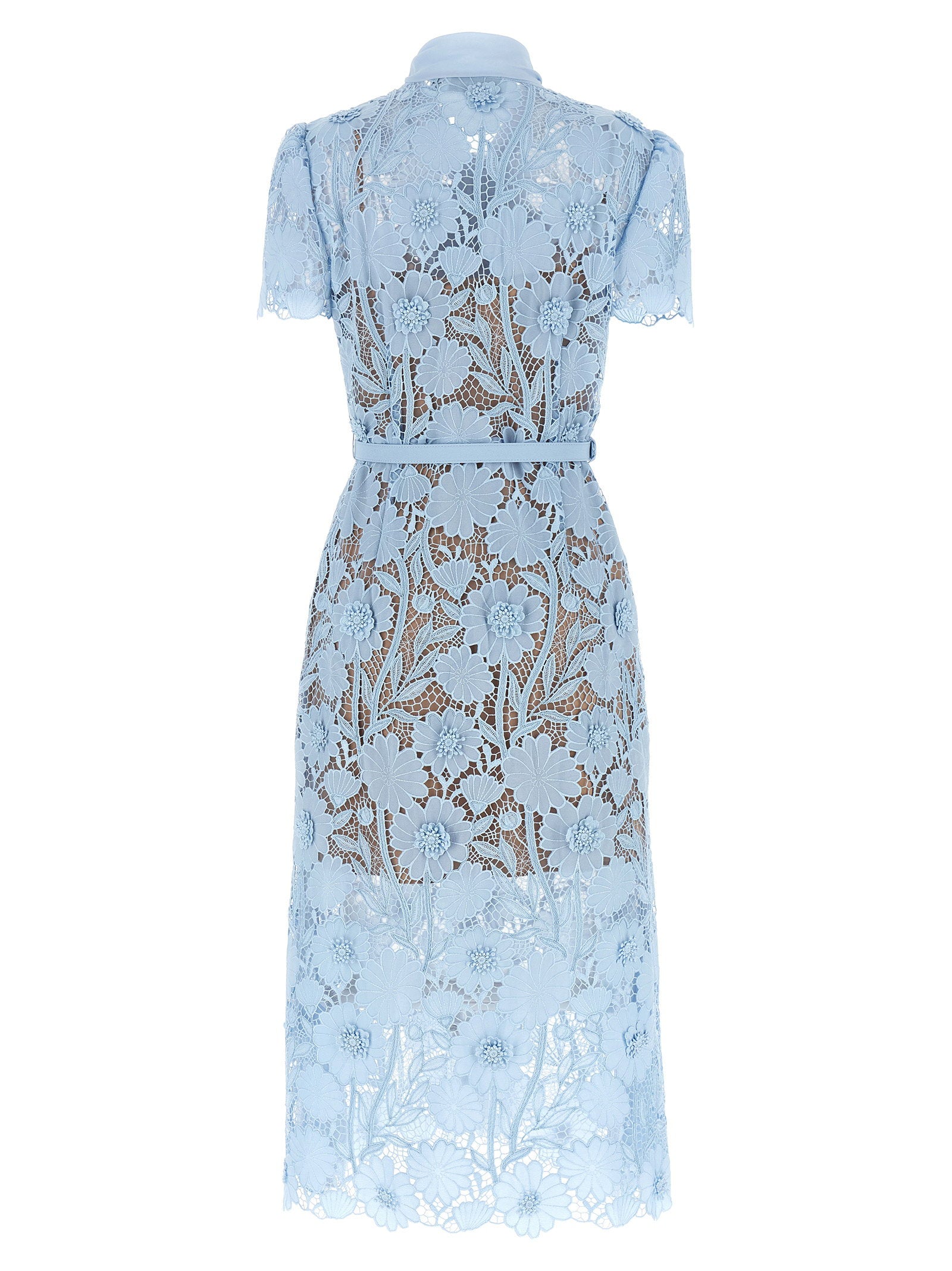 Self-Portrait Blue Lace Tie Neck Midi Dress – 100% polyester - view 2