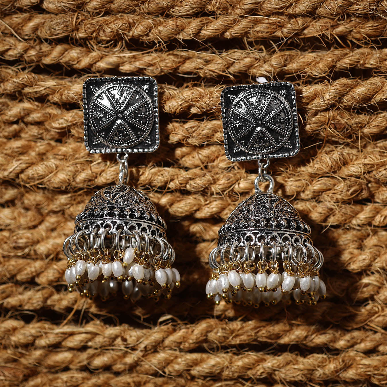 JALPARI Afiya Handcrafted GS Beaded Jhumki Earrings - view 2