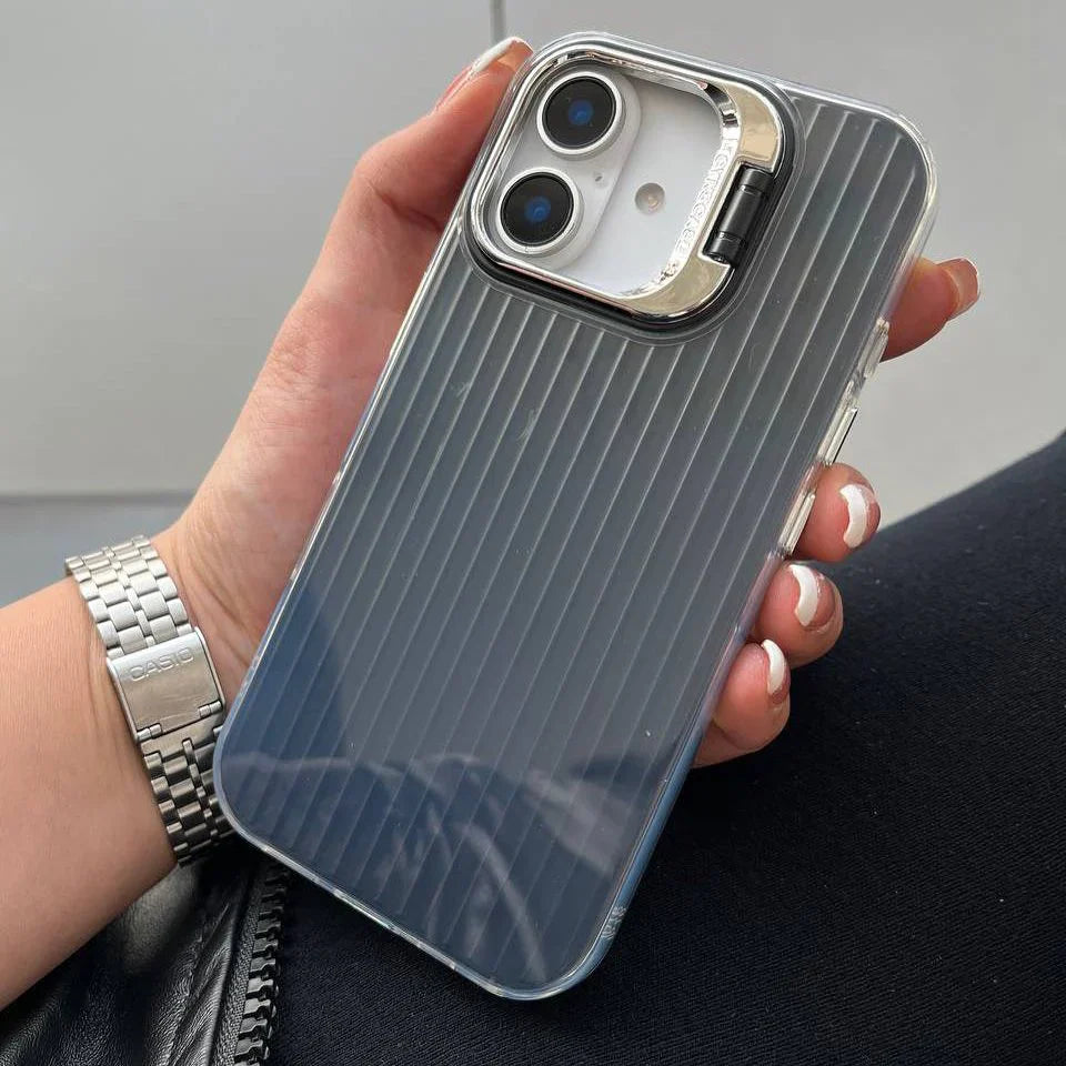 Million Cases Elegant Groove Pattern Lens Bracket Case - iPhone