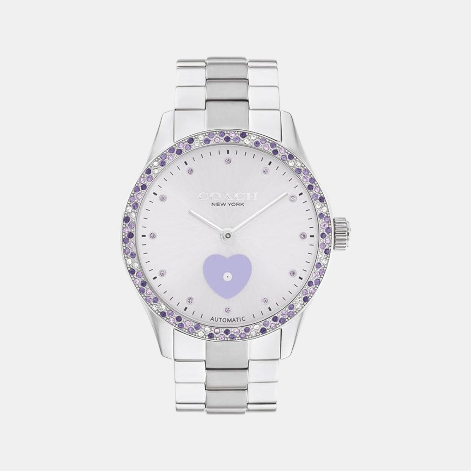 Coach Brooks Women Automatic Lavender Dial Analog Stainless Steel Watch 14504522