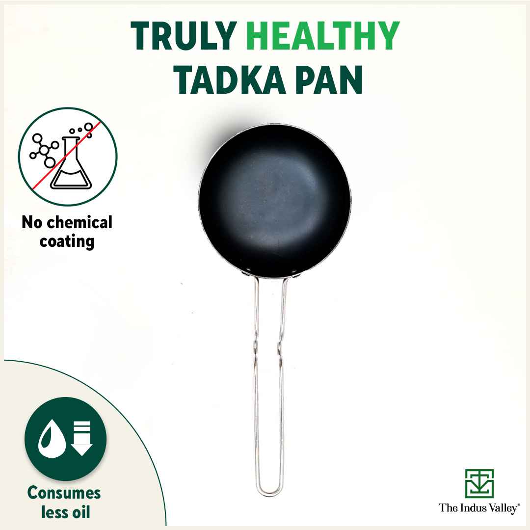 The Indus Valley 100% Pure Sheet Iron Tadka Pan with Stainless Steel Handle, Pre-seasoned, Toxin-free, Induction - view 4