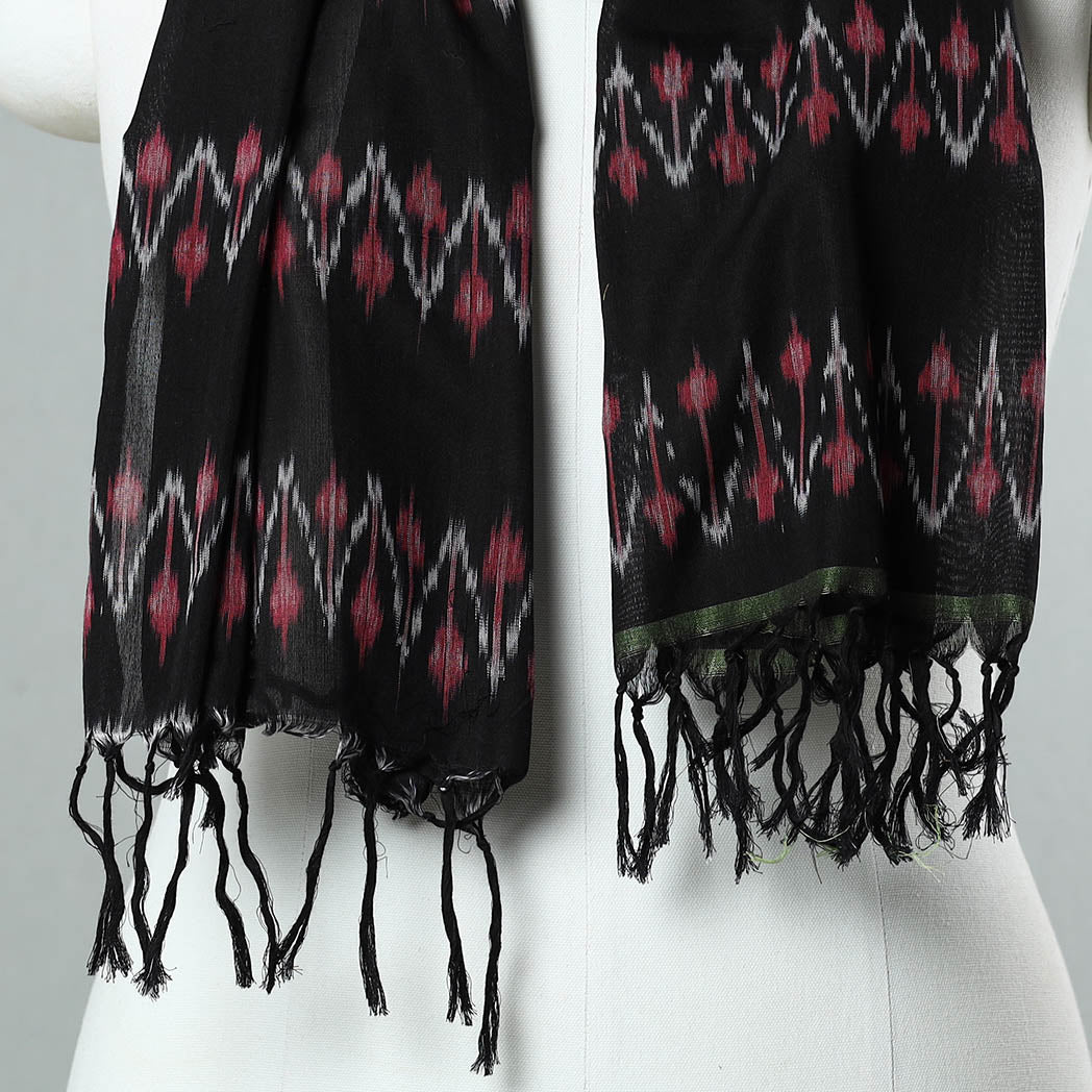 SOUTH KARGHA Black - Handloom Mercerized Cotton Pochampally Ikat Stole 31 - view 3