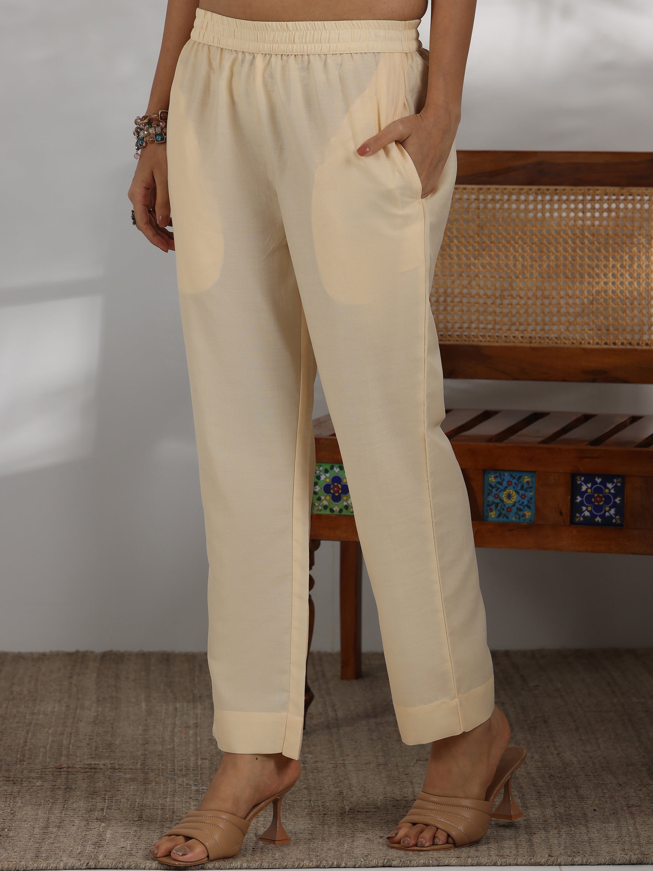 Libas Cream Printed Cotton Blend Straight Suit With Dupatta - view 7