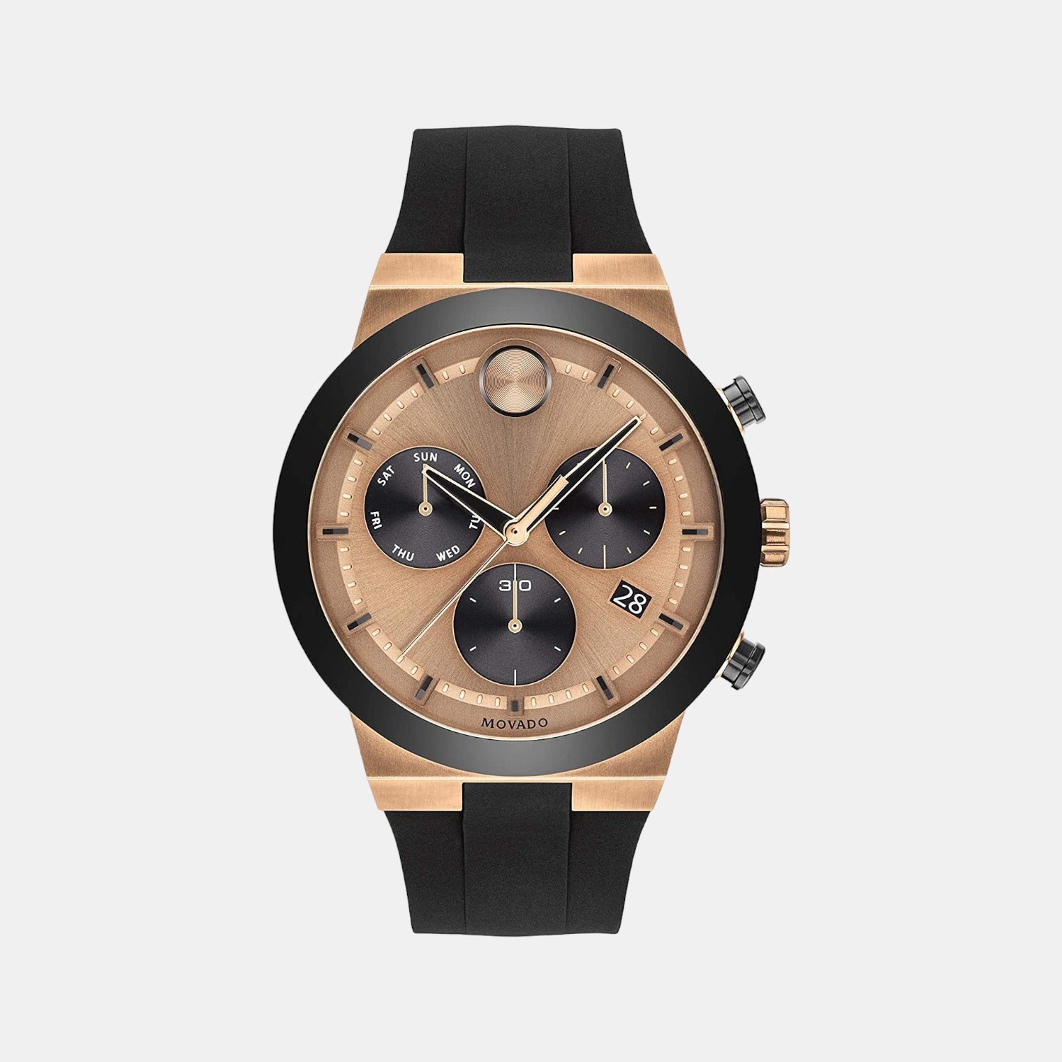 Movado Bold Men Quartz Brown Dial Chronograph Silicone Watch 3600711