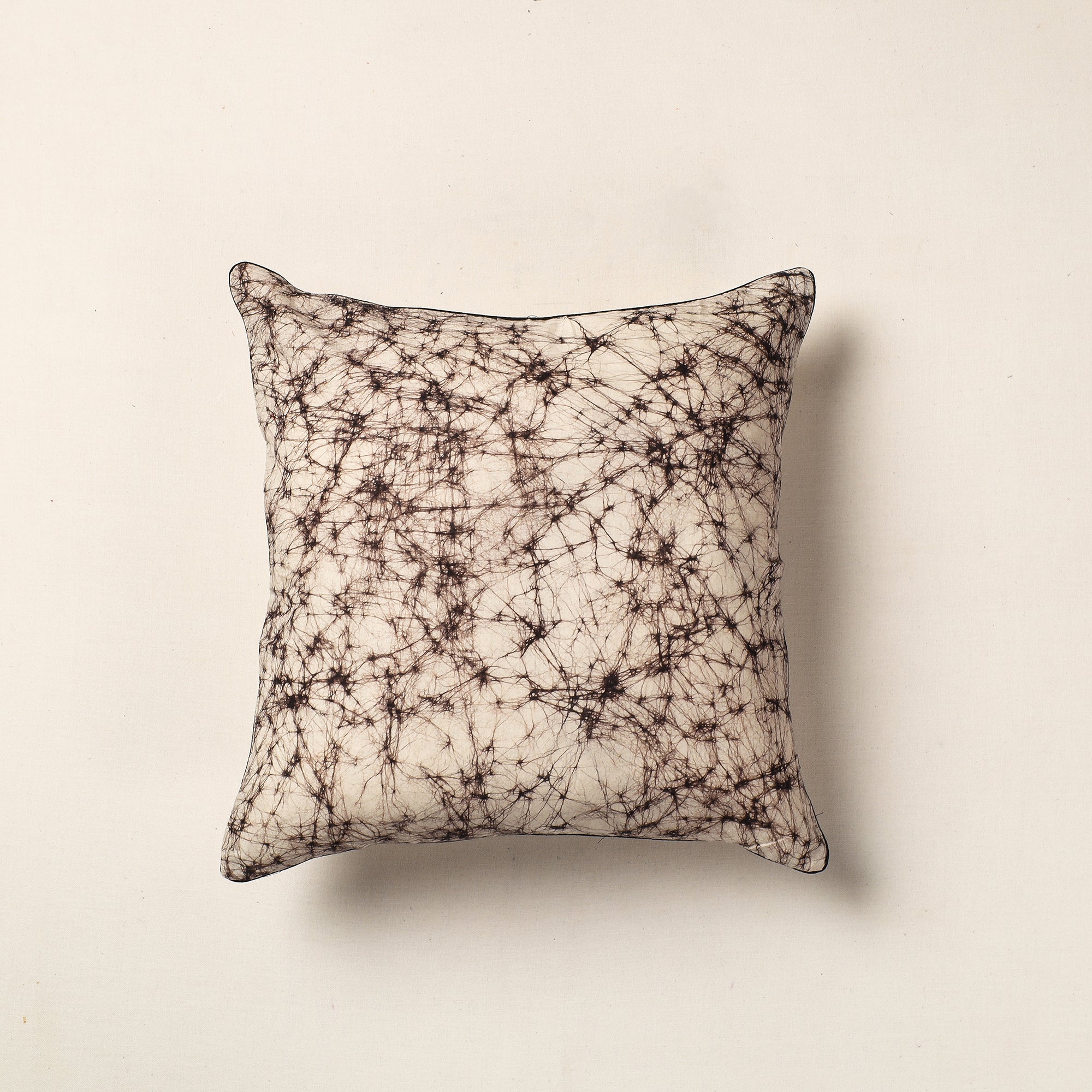 NOORI BAZAR Beige - Pure Cotton Hand Batik Cushion Cover (16 x 16 in)