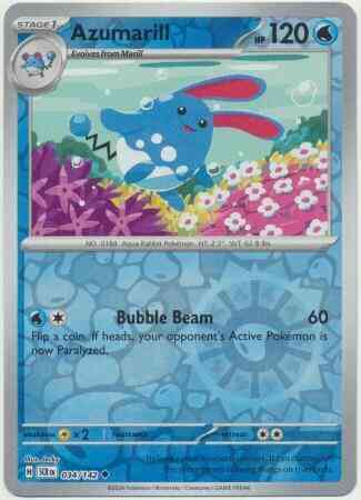 Uncommon sv07-034 reverse – Pokémon Azumarill - 034/142 - Uncommon [sv07-034] [Reverse Holo]
