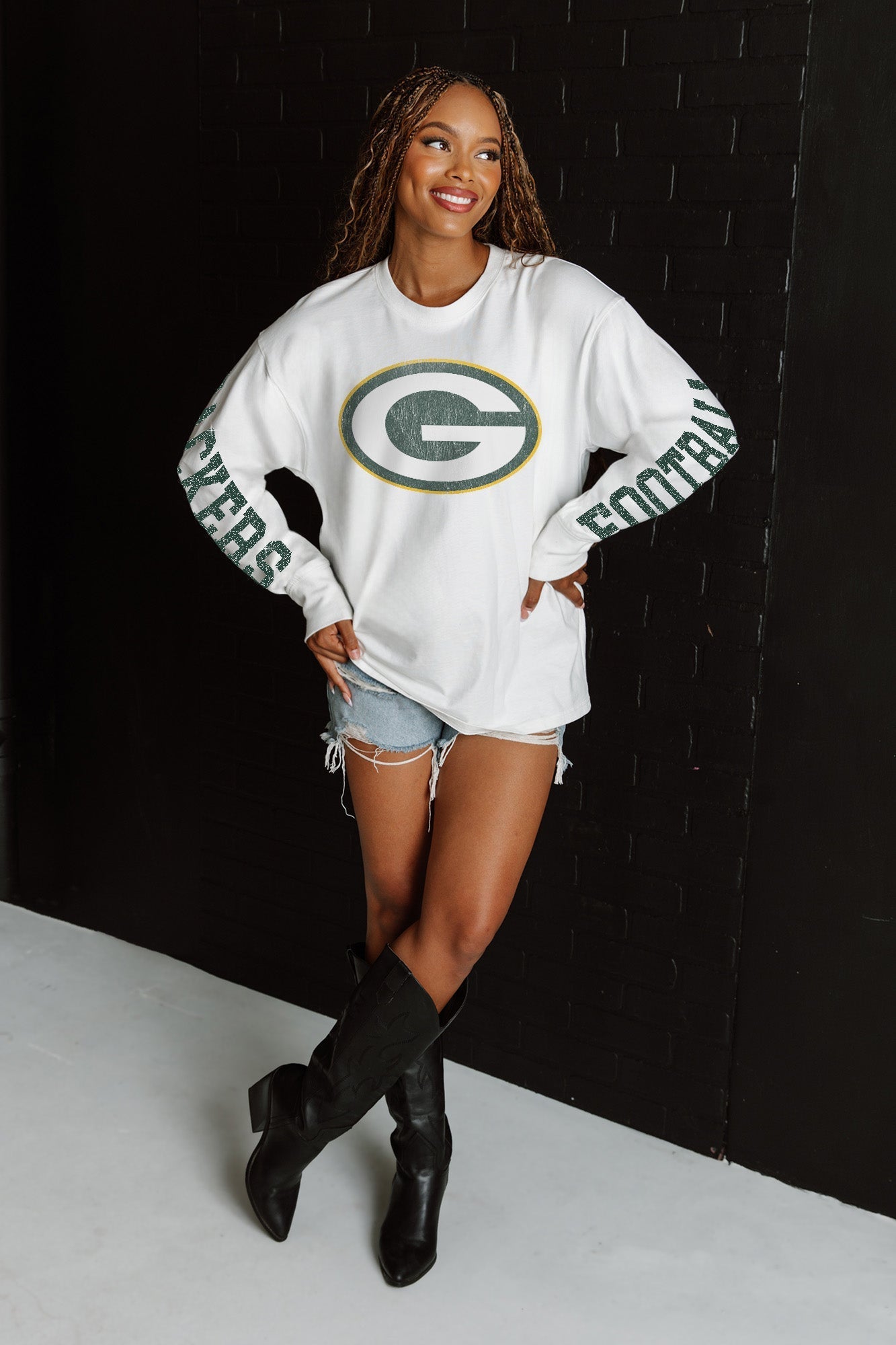 GC X NFL Green Bay Packers Game Plan Oversized Midweight Long Sleeve Tee - view 3