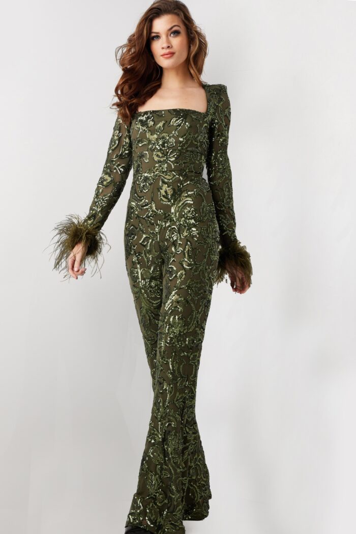 Jovani 25904 Long Beaded Sequin Formal Jumpsuit - view 2