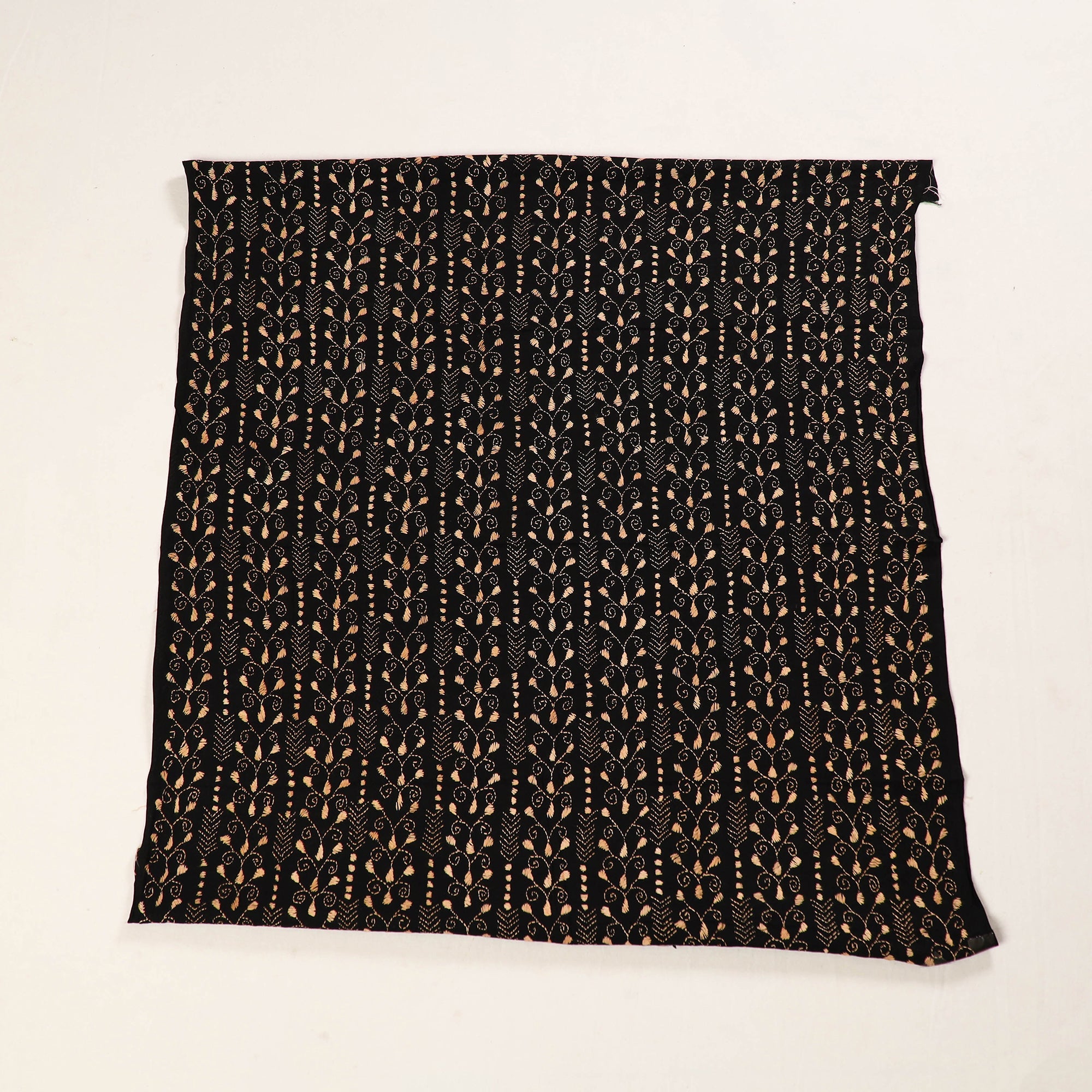 KHUSHBASH - HAPPY LOOM OF EAST Black - Bengal Kantha Embroidery Cotton Blouse Piece 63 - view 2