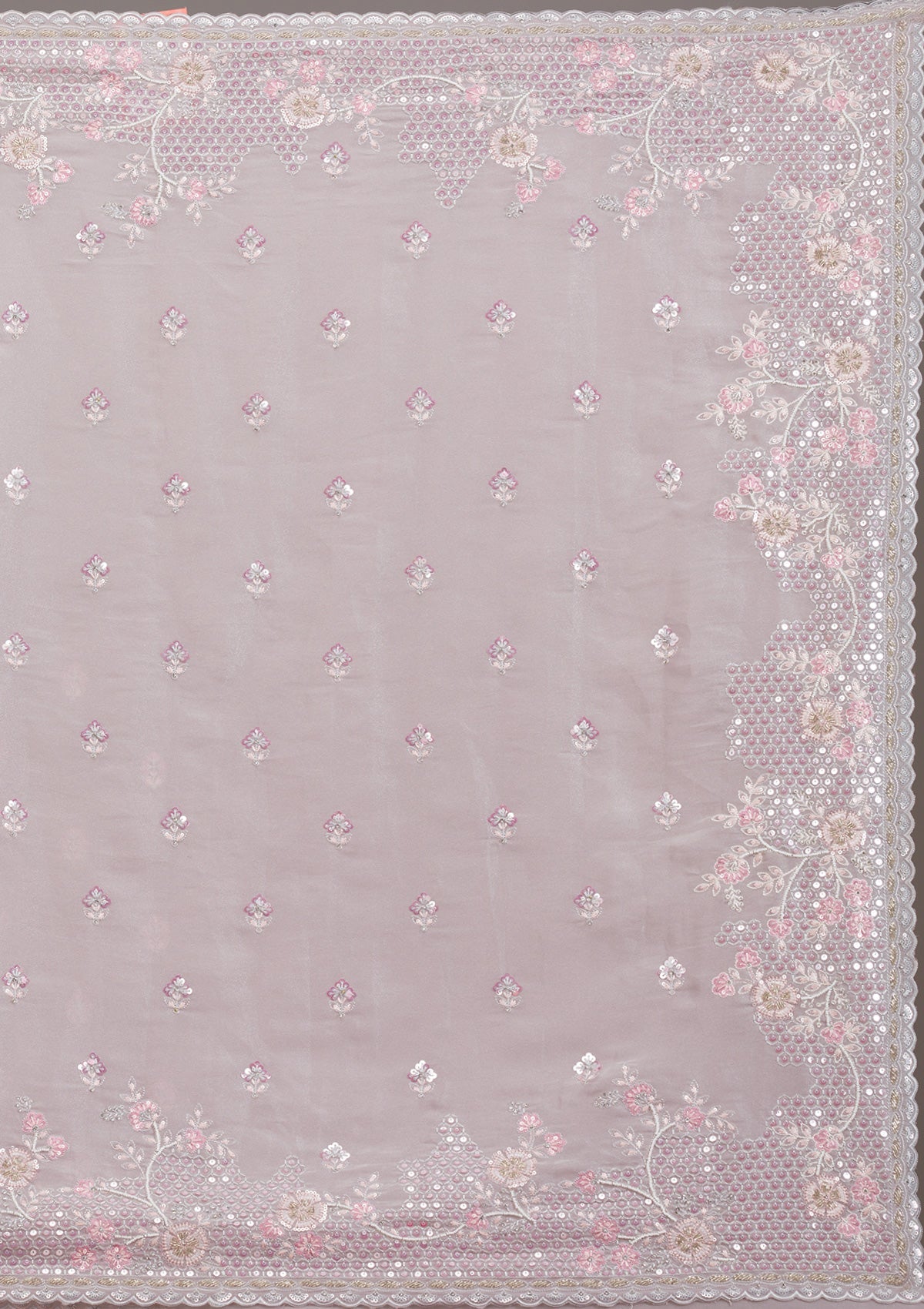 Koskii Light Grey Sequins Tissue Saree – Women's - view 11