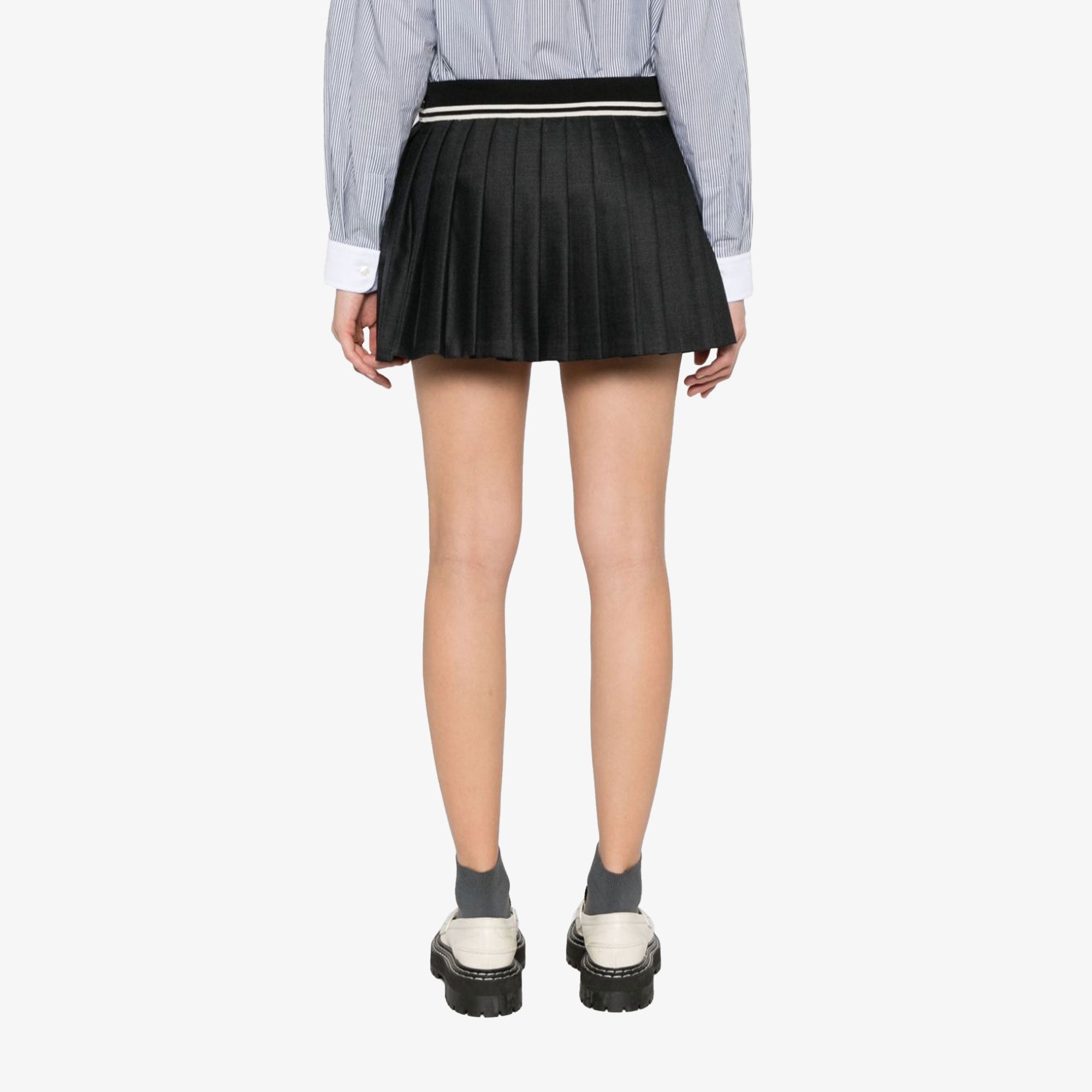 Sporty & Rich | Abigail Wool Pleated Skirt { Gray/white - view 2